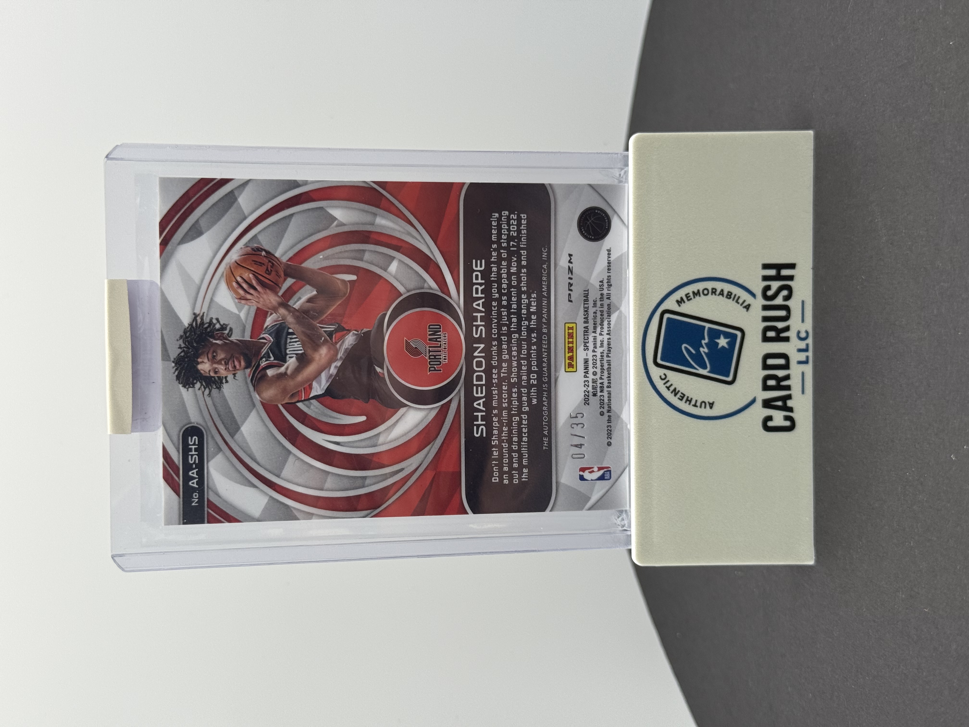 2022-23 Panini Spectra Shaedon Sharpe Autographed Rookie Card