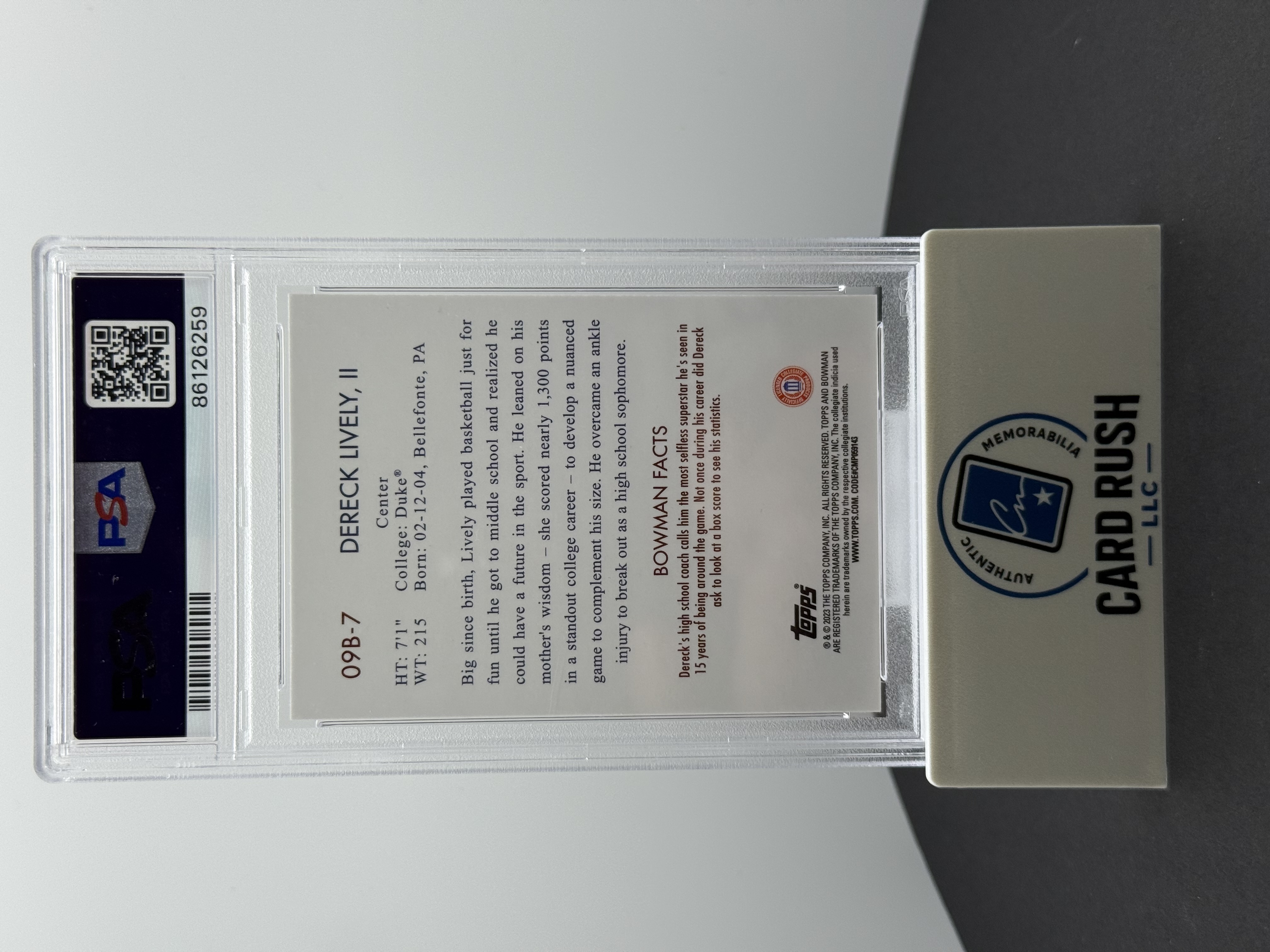 2022-23 Topps Bowman University Dereck Lively II Autograph Basketball Card