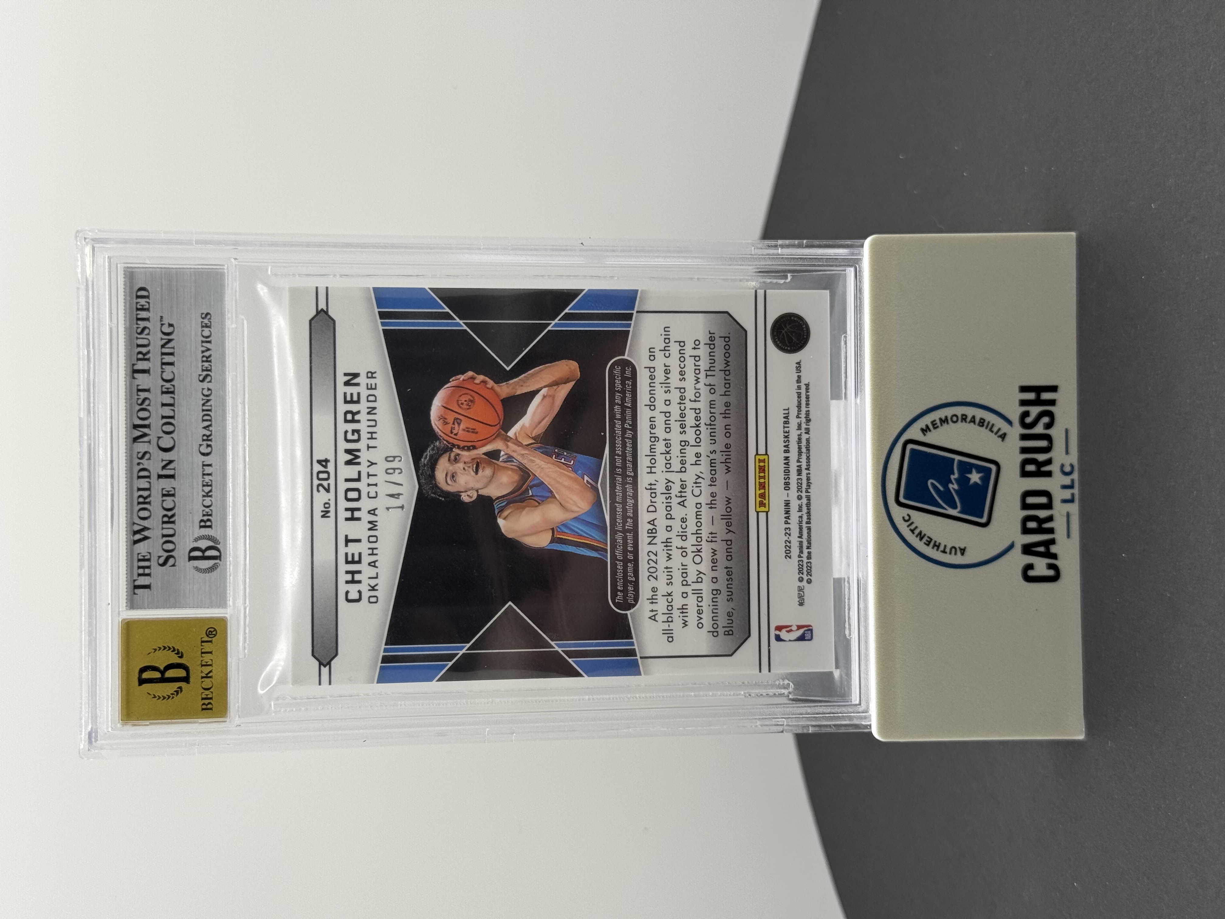 2022 Panini Obsidian Basketball Chet Holmgren Rookie Patch Autograph Card