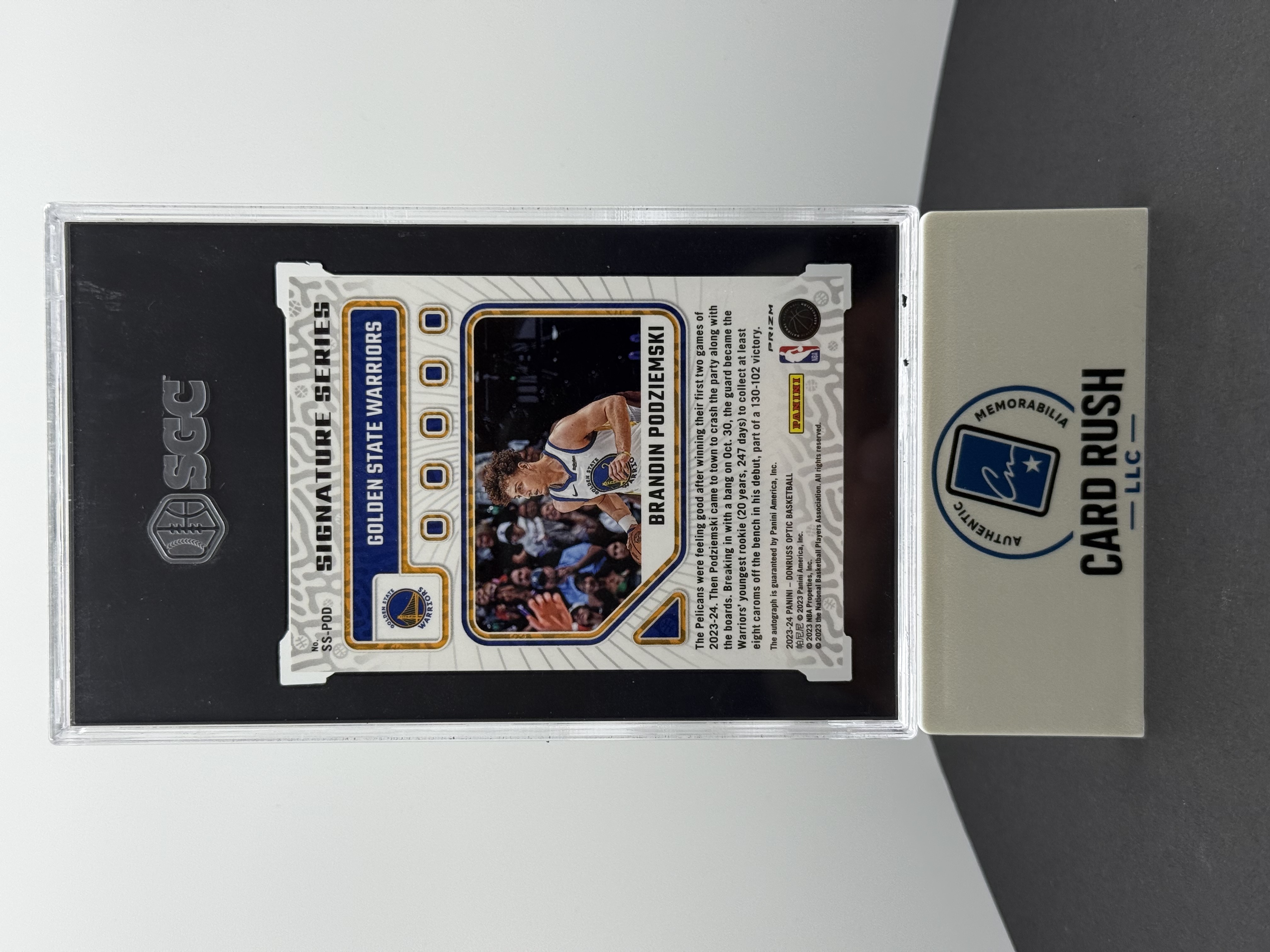 2023-24 Panini Donruss Optic Brandin Podziemski Signature Series Green Prizm Autograph Card