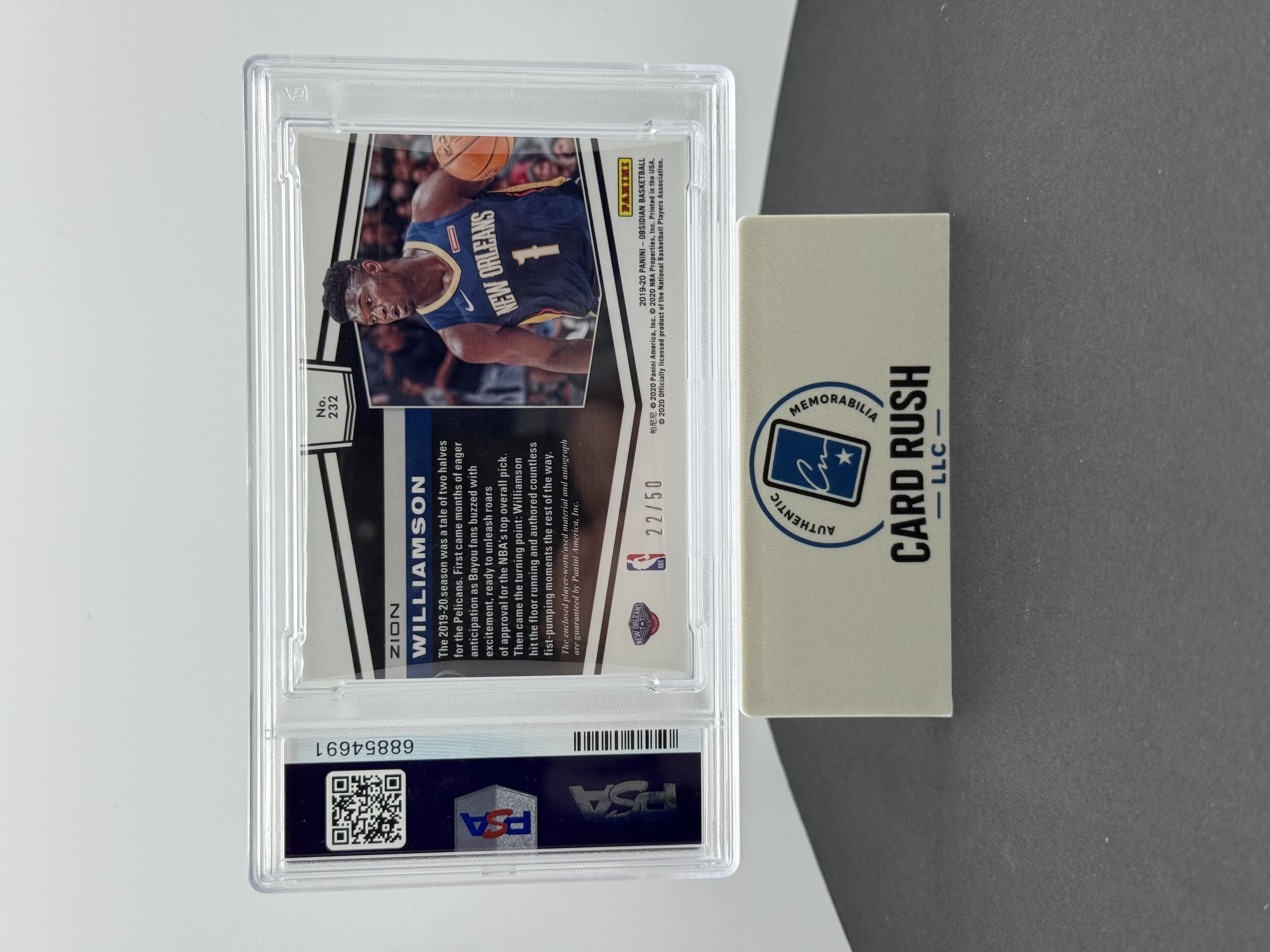 2019 Panini Obsidian Zion Williamson RPA Rookie Card