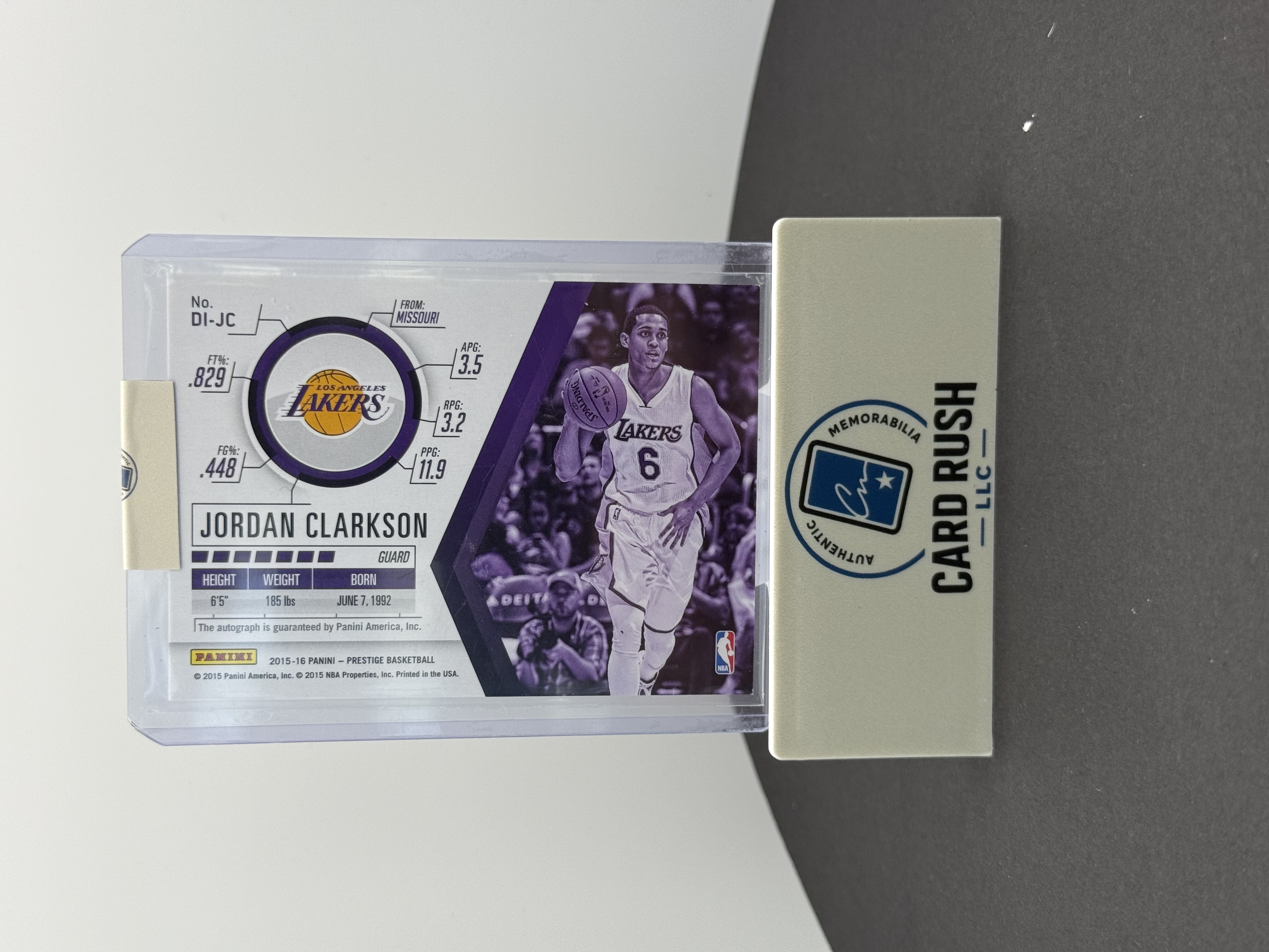 2015-16 Panini Prestige Jordan Clarkson Autographed Basketball Card