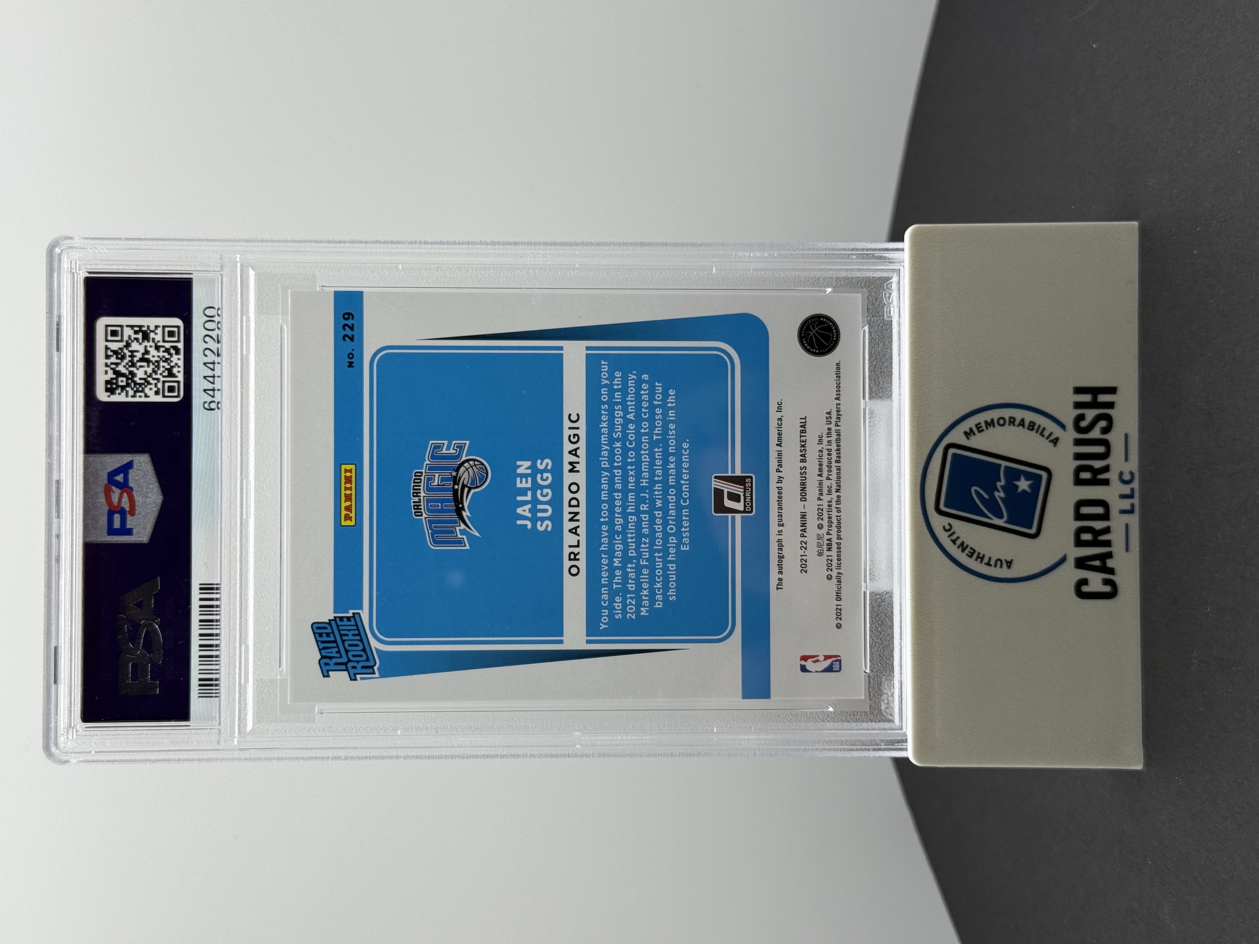 2021-22 Donruss Jalen Suggs Rated Rookie Signature Blue Choice Card 