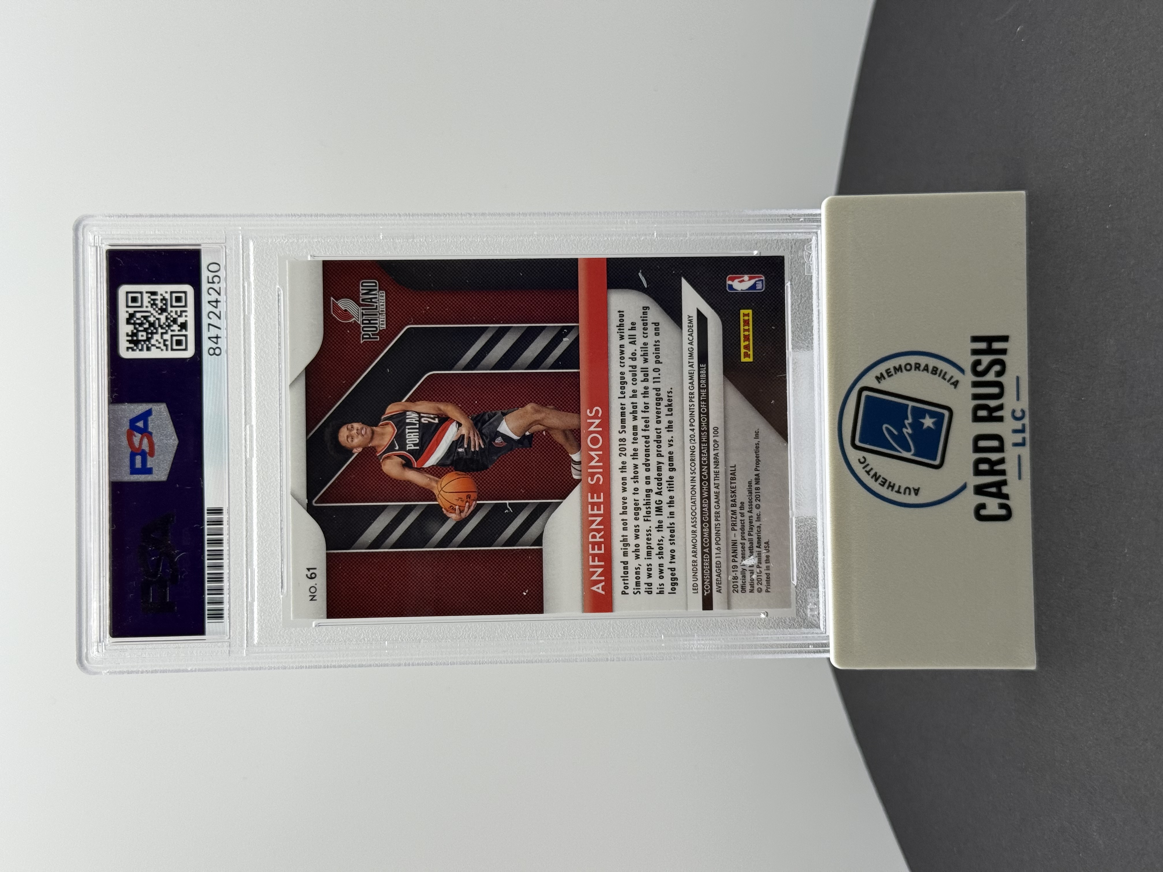 2018-19 Panini Prizm Anfernee Simons Autographed Rookie Trading Card