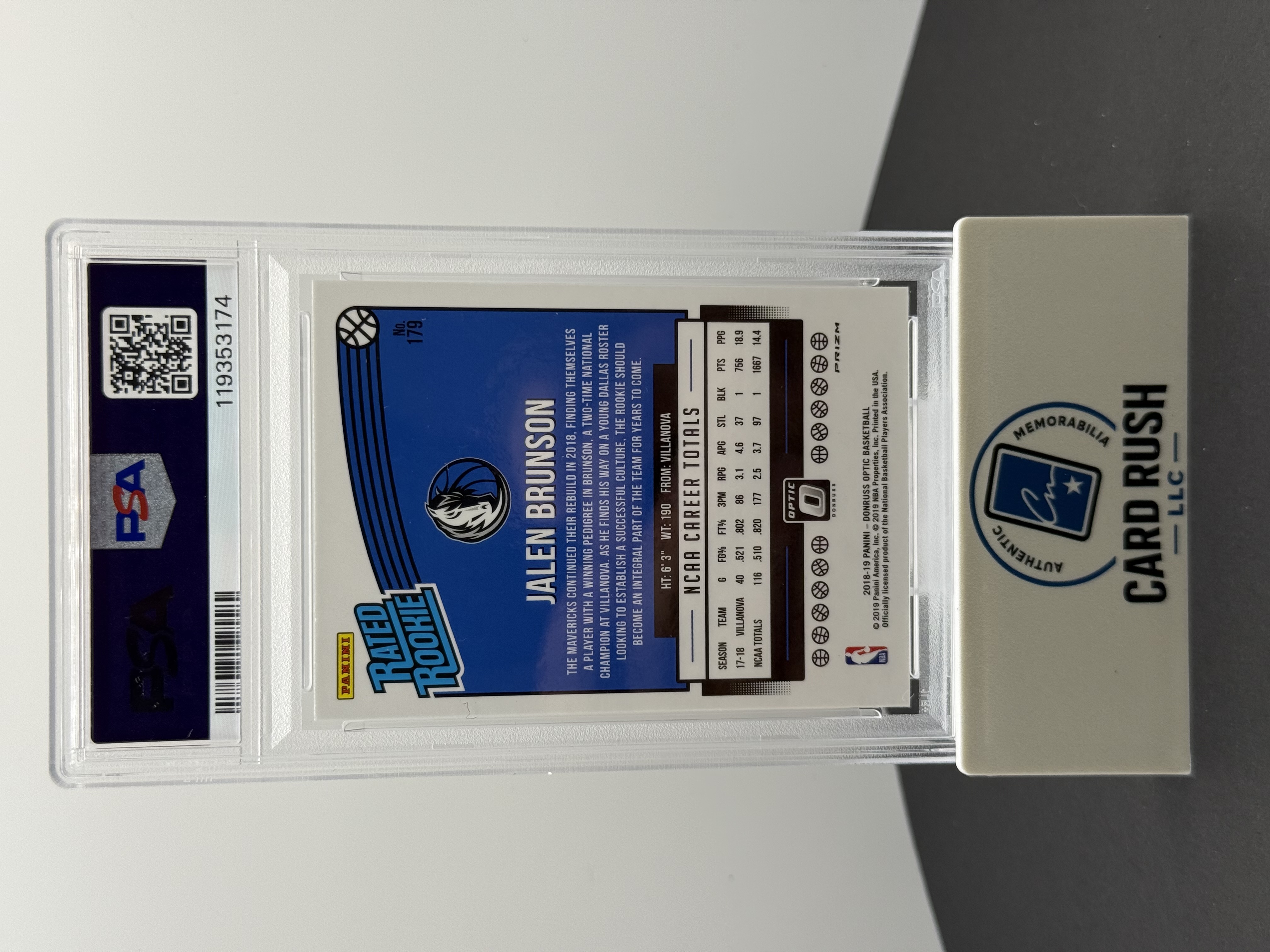 2018 Panini Donruss Optic Jalen Brunson Rated Rookie Autograph Card