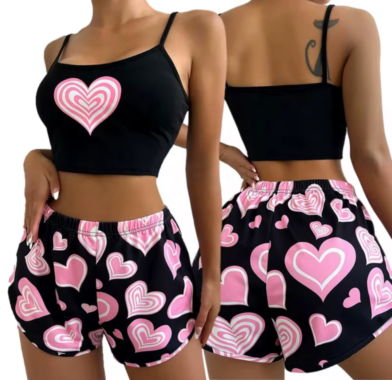 Heart Print Pajama Set