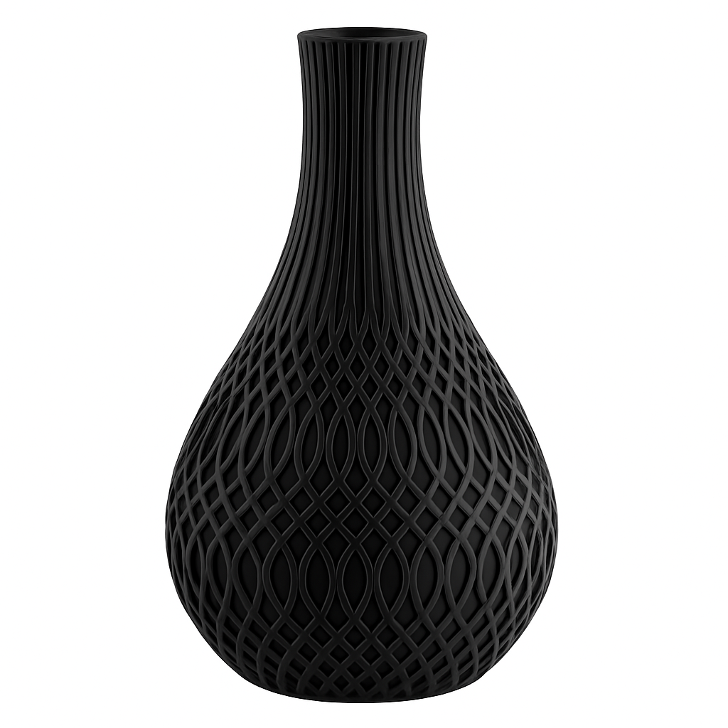 Black Geometric Textured Decorative Vase 300mm