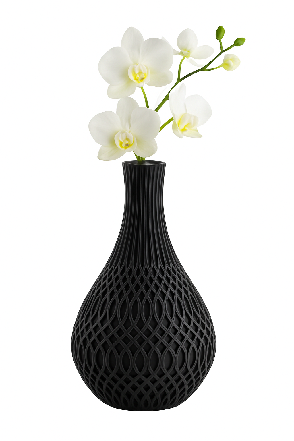 Black Geometric Textured Decorative Vase 300mm