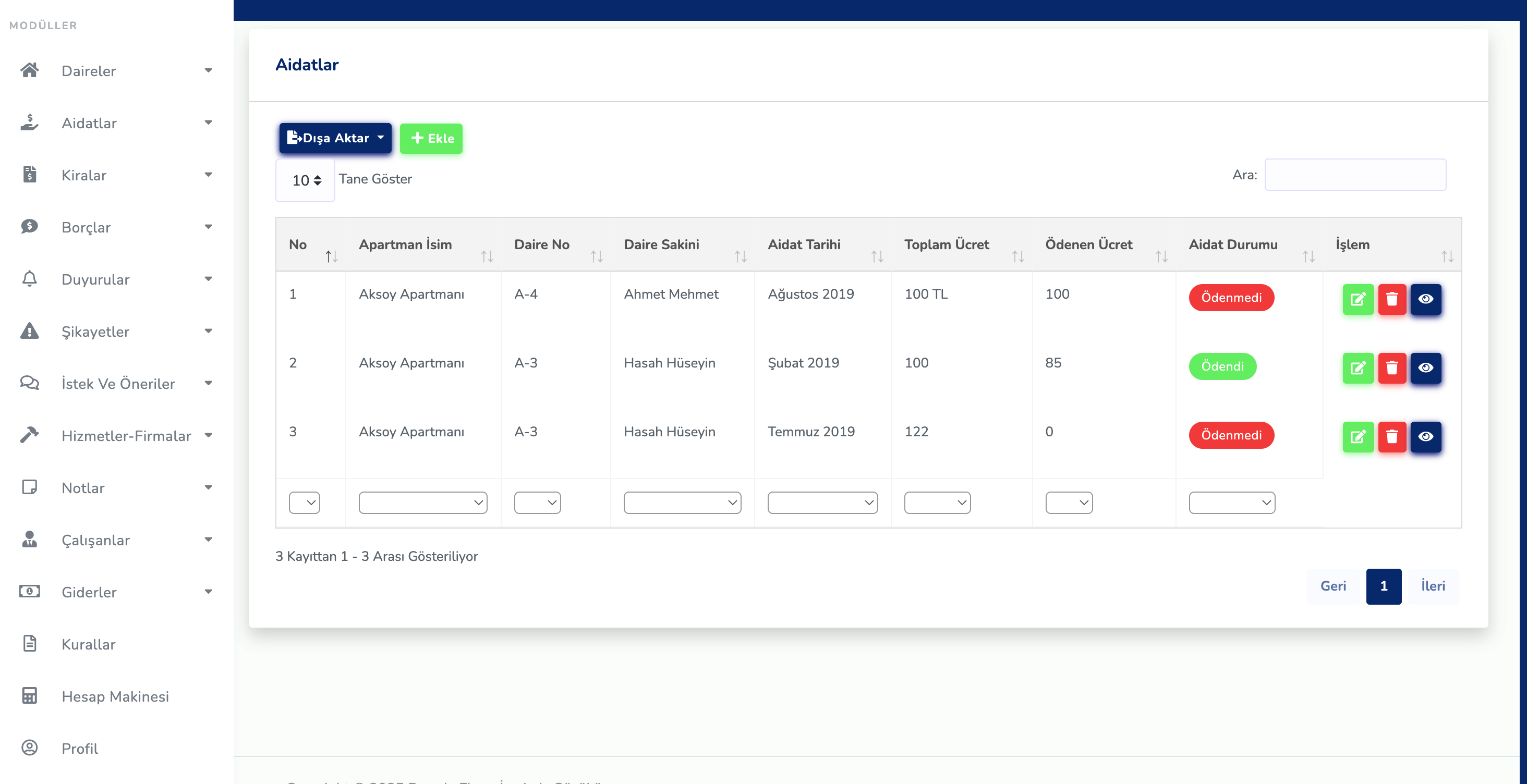 Site Yönetim Programı 