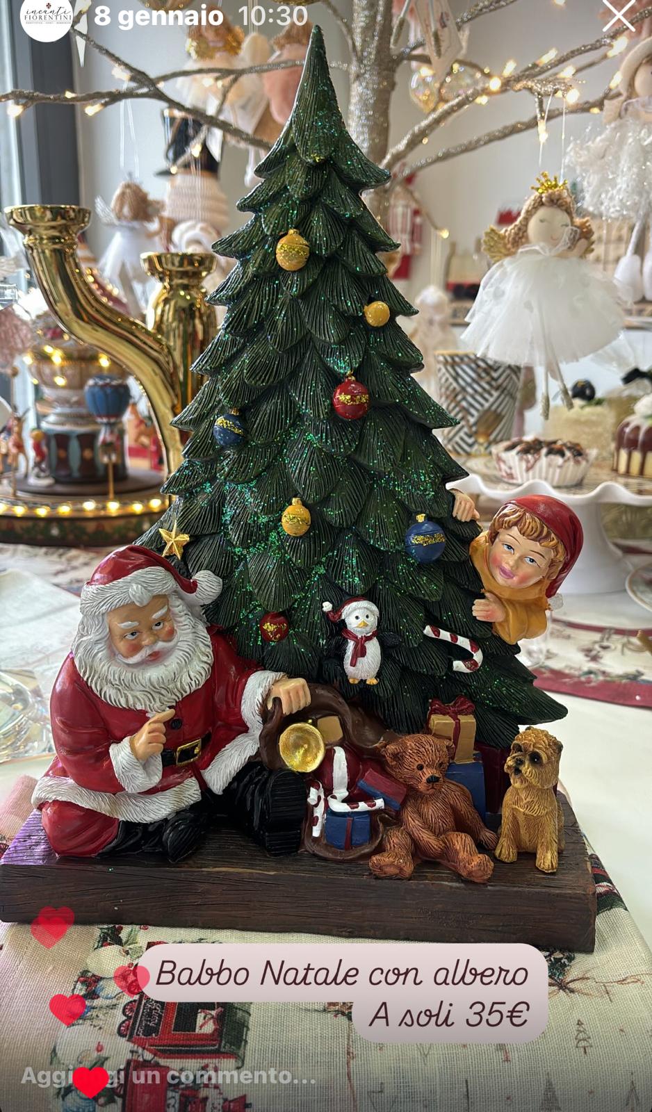 Christmas Tree with Santa Claus Figurine