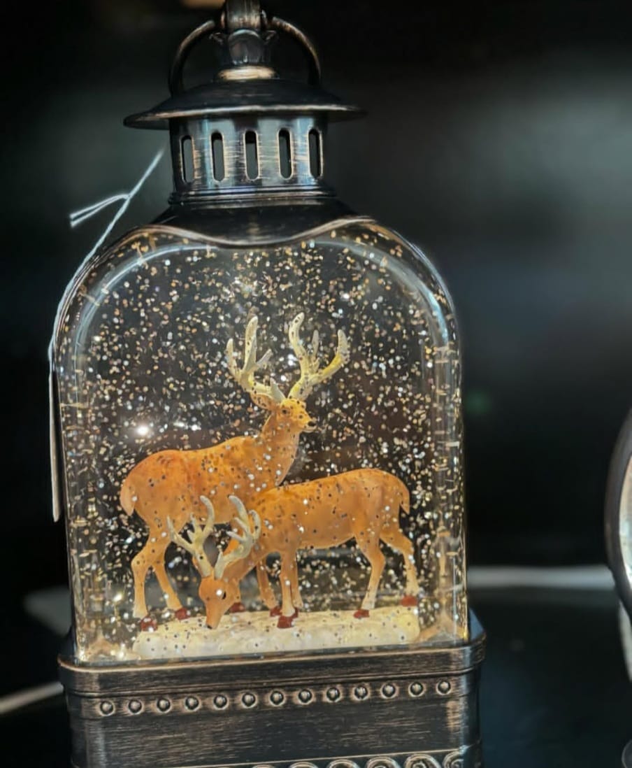 Reindeer Snow Globe Lantern