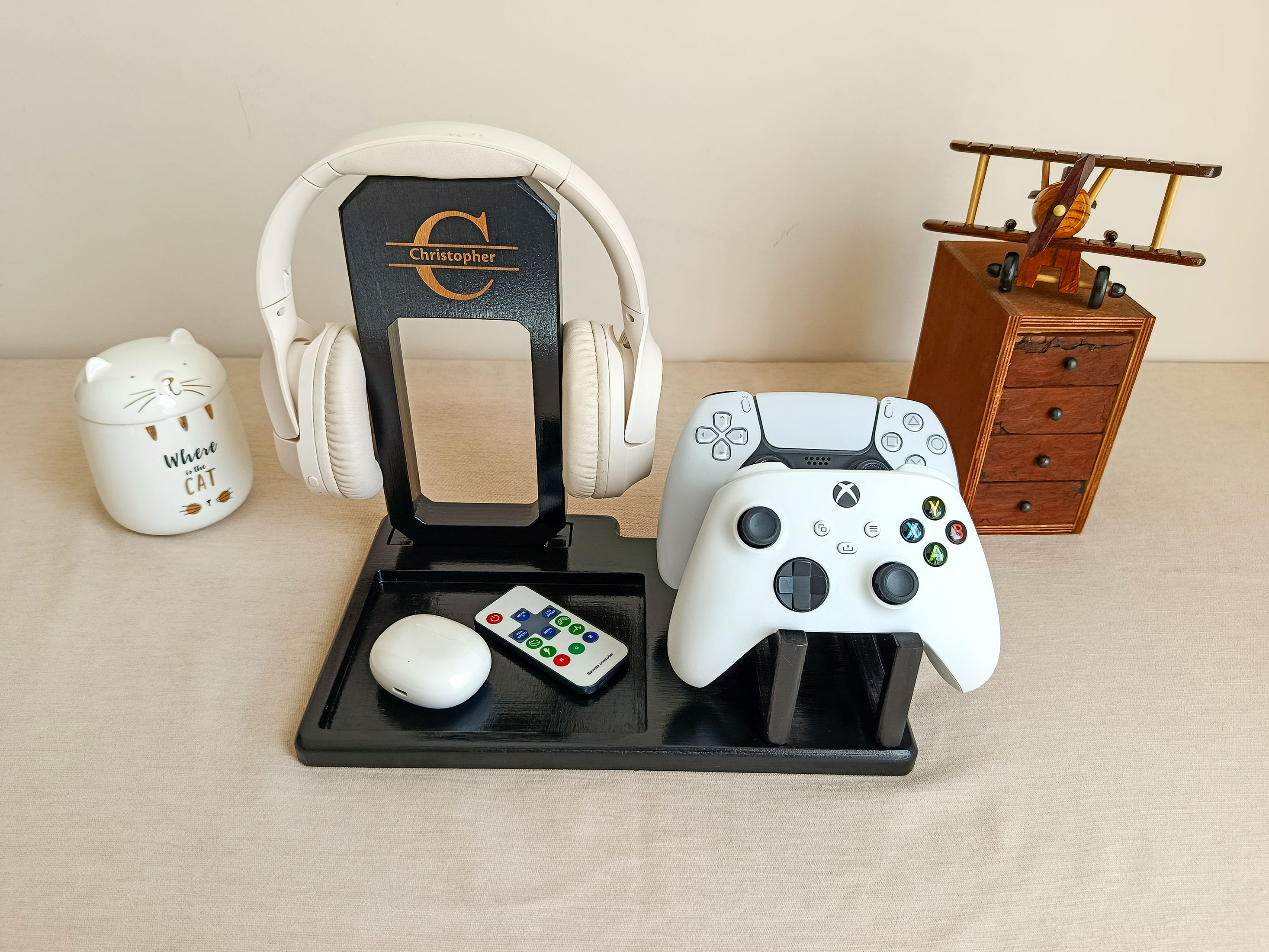 Custom Headphone and Controller Holder, Gift for Men, Personalized Gamer Stand, Boyfriend Gift, Fathers or Valentines Day Present