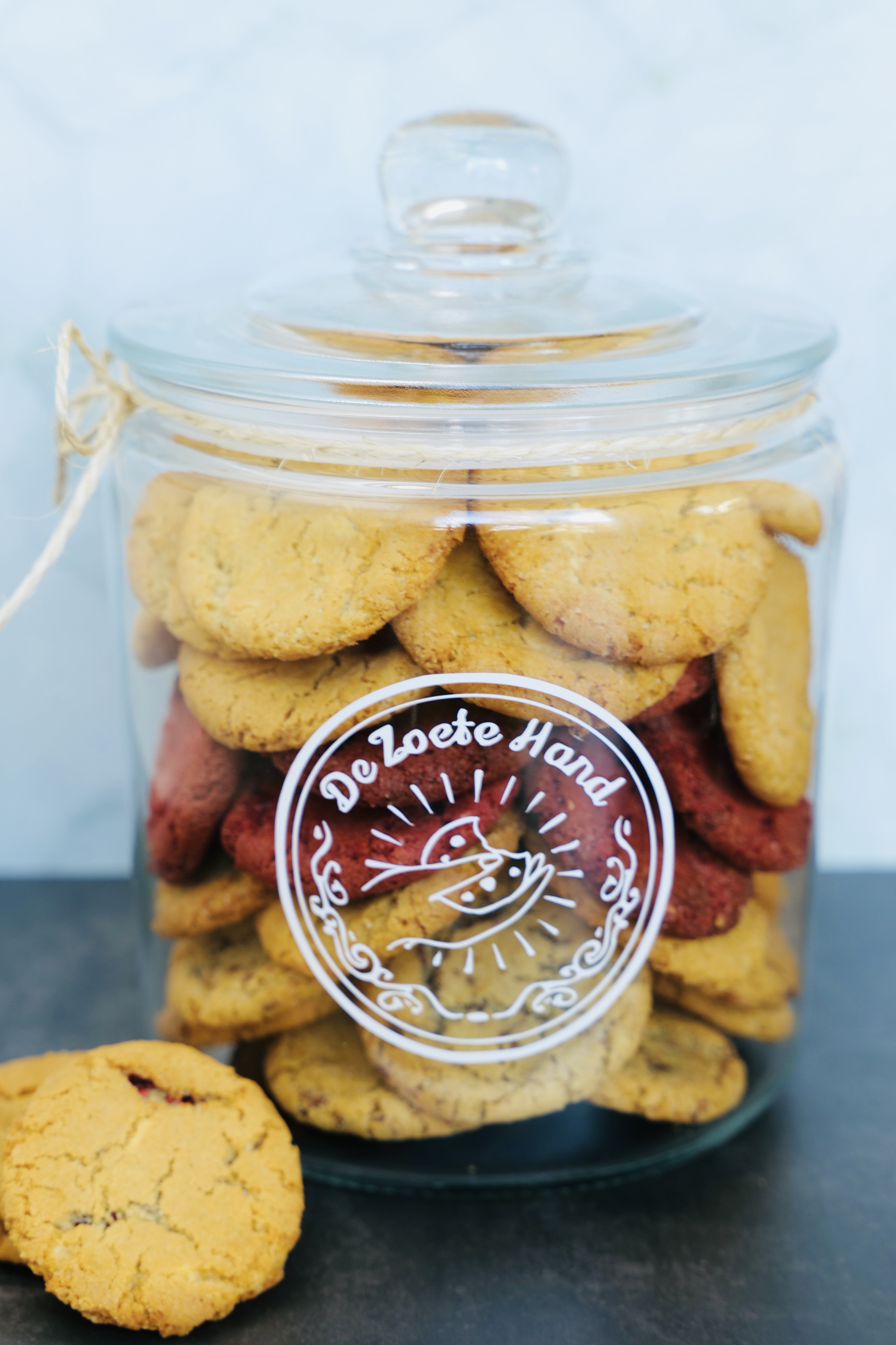 Glazen pot met 45 koekjes naar keuze