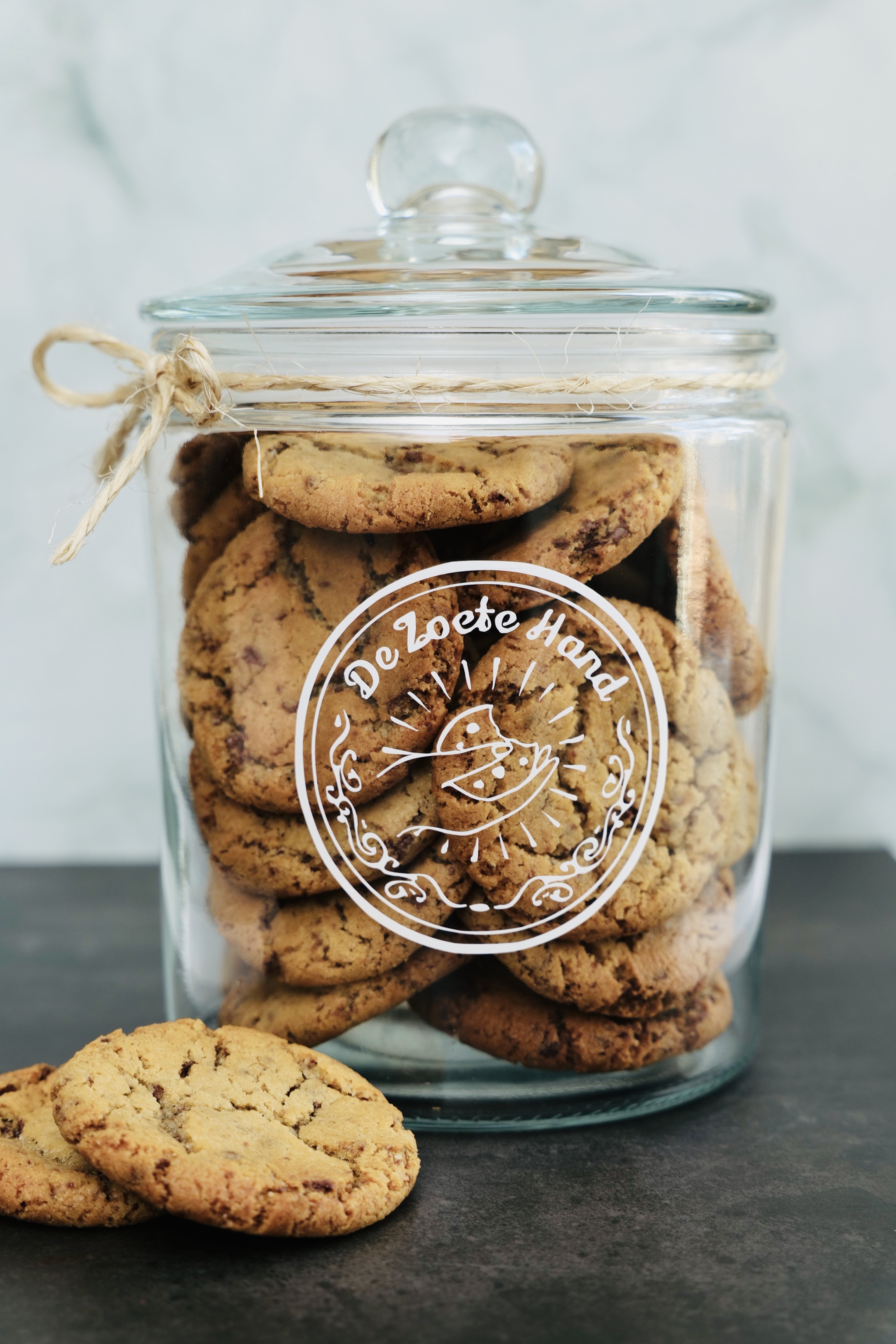 Glazen pot met 25 koekjes naar keuze