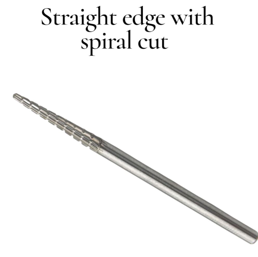 Straight edge with spiral cut