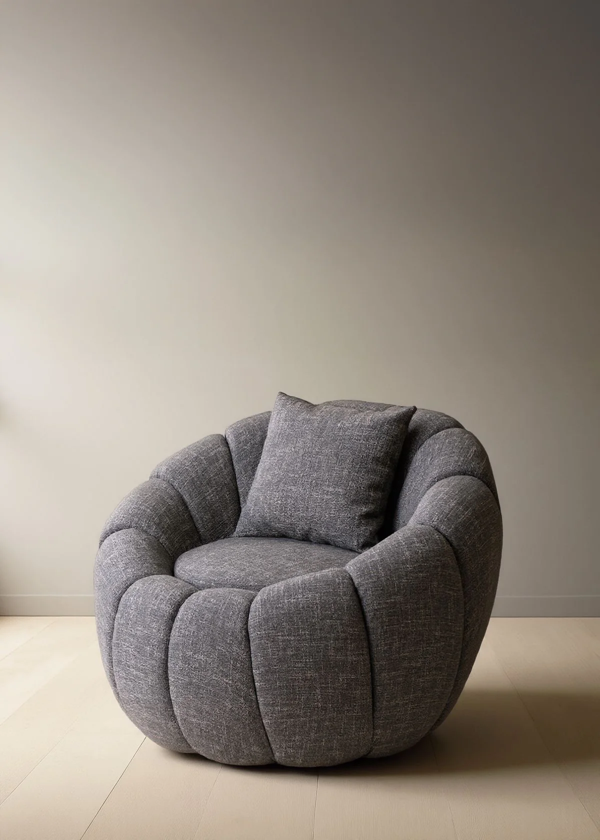 Grey Blossom Rounded Armchair