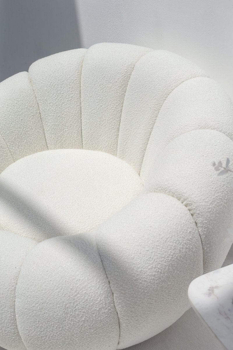 White Blossom Rounded Armchair