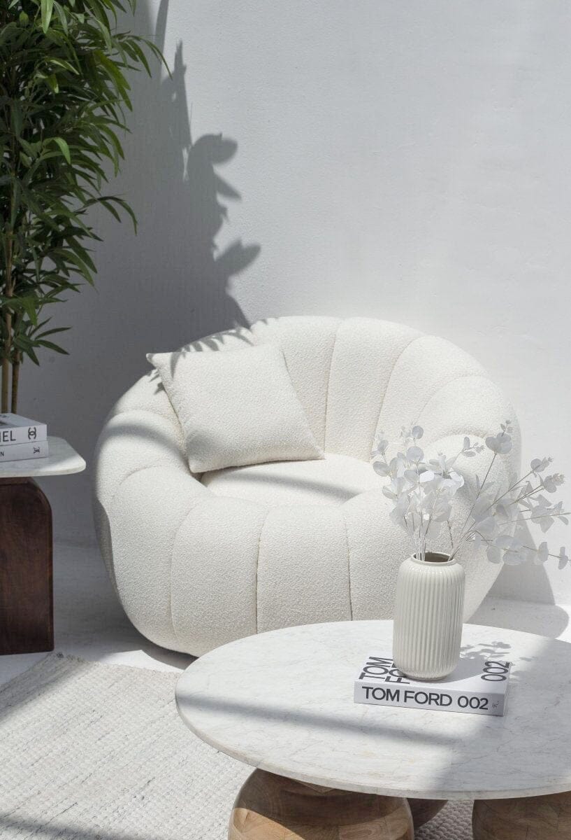 White Blossom Rounded Armchair