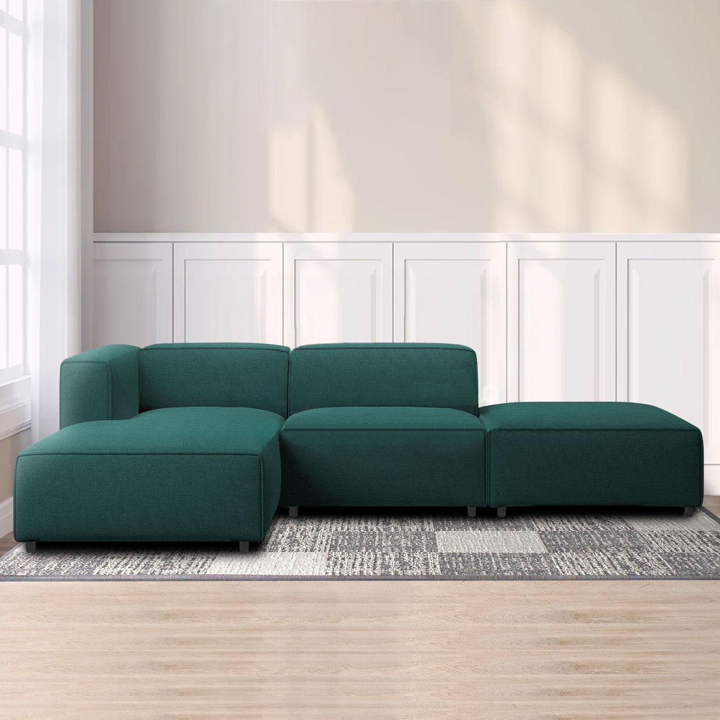 Bone 3-Seater Polyester L-Shape Sofa