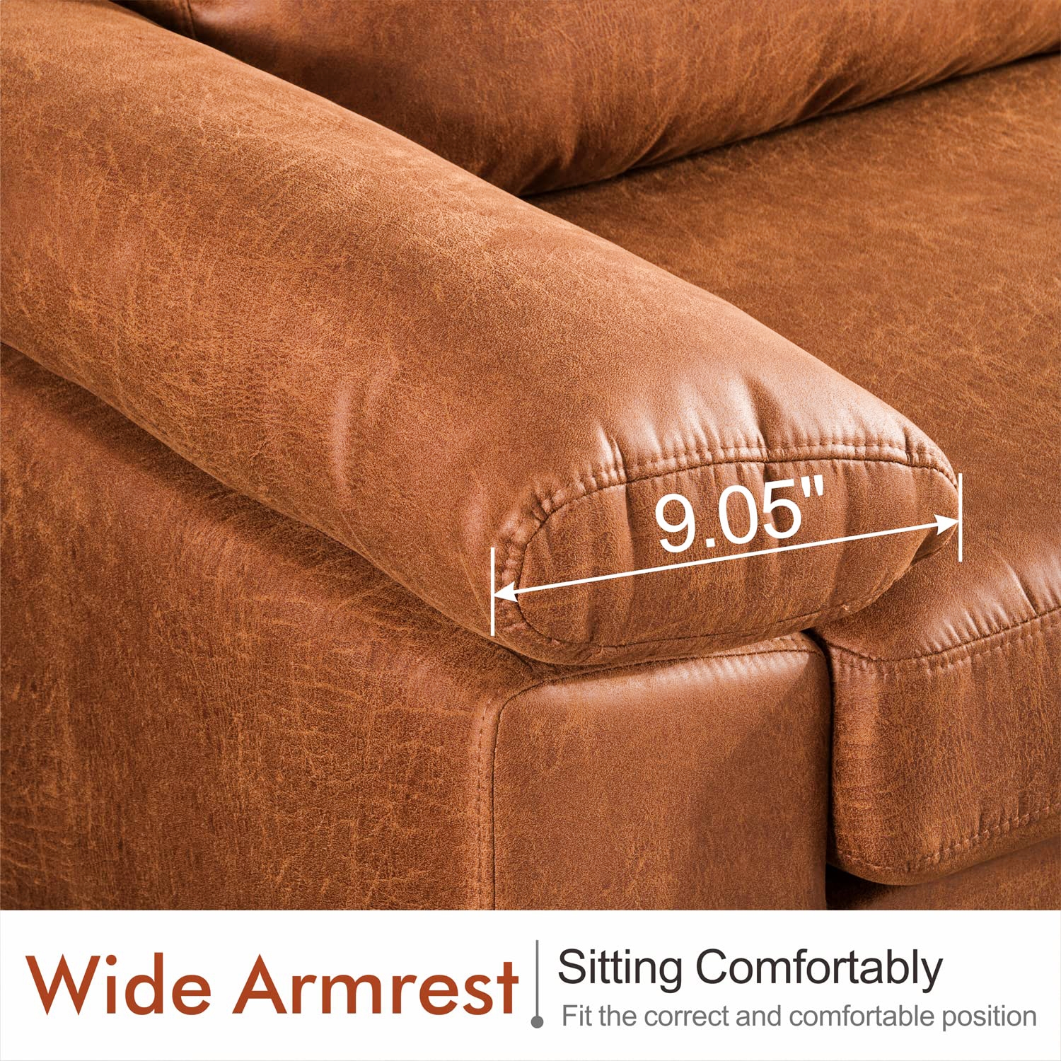 Rossi Leather Sectional Sofa – Brown