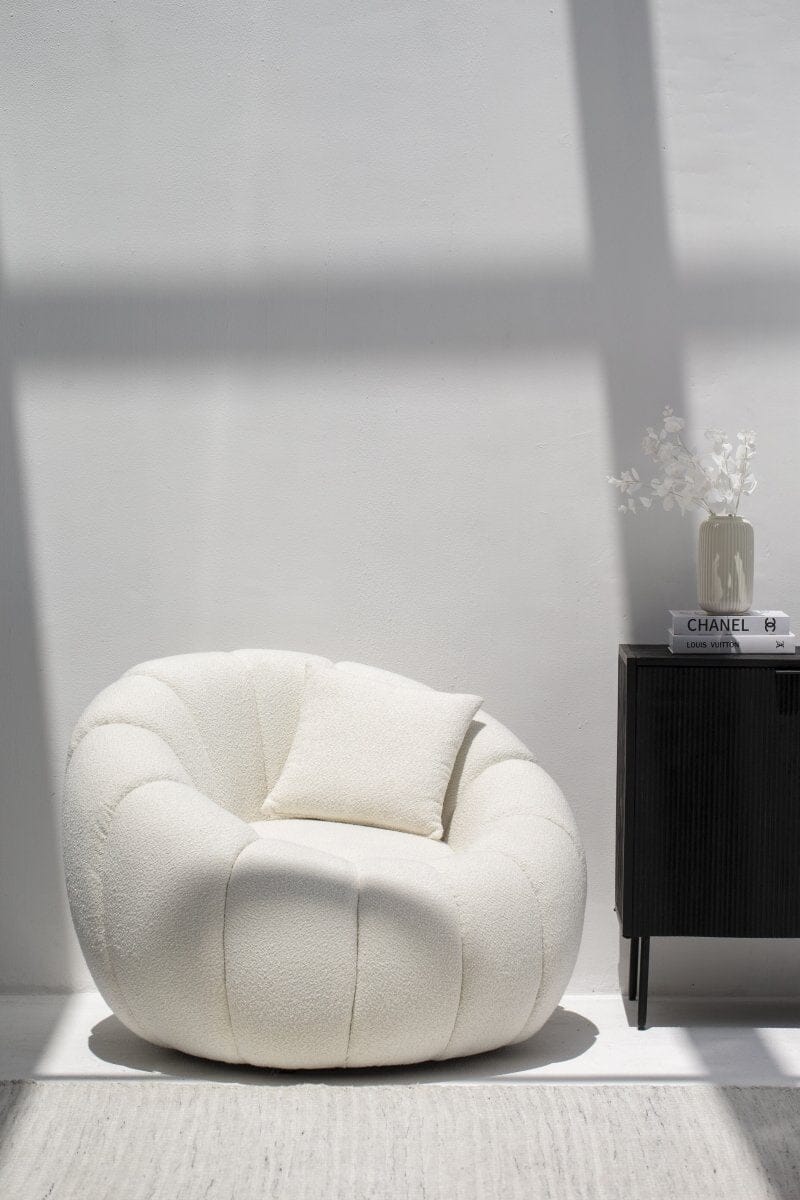 White Blossom Rounded Armchair