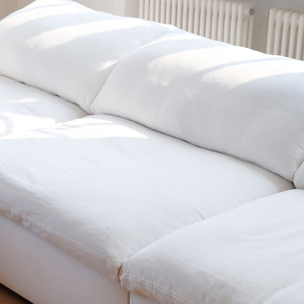 Cloud Sofa 3-Seater Polyester Fabric – White