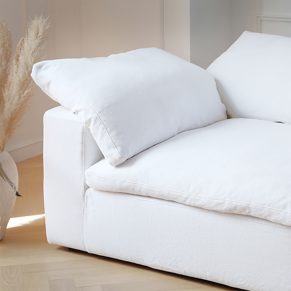 Cloud Sofa 3-Seater Polyester Fabric – White