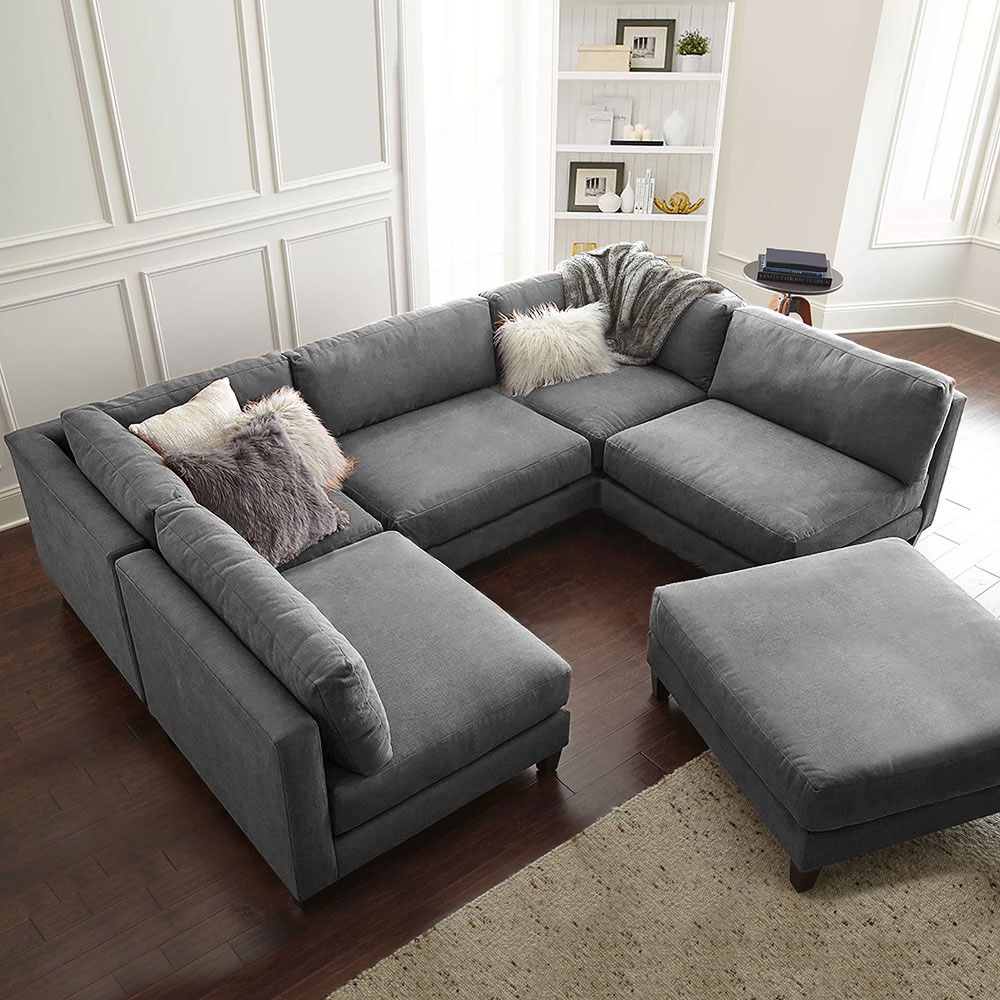 Selsie 5 Seater U-Shape Velvet Sofa