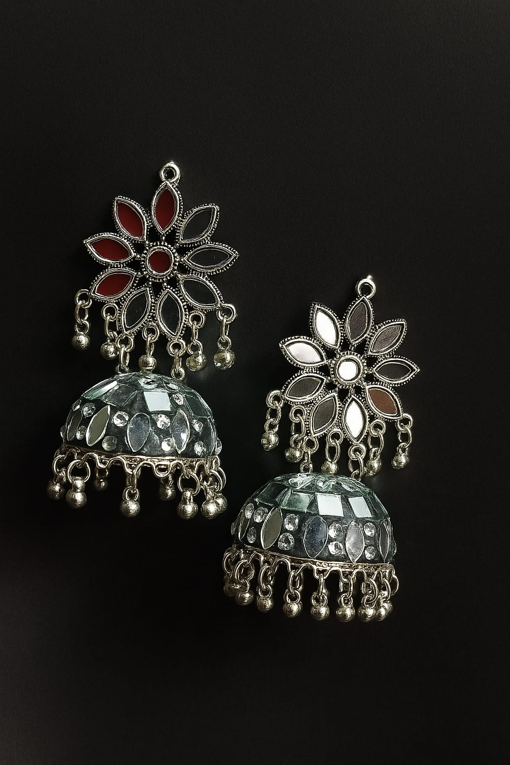Silver Oxidized Jhumki Earrings