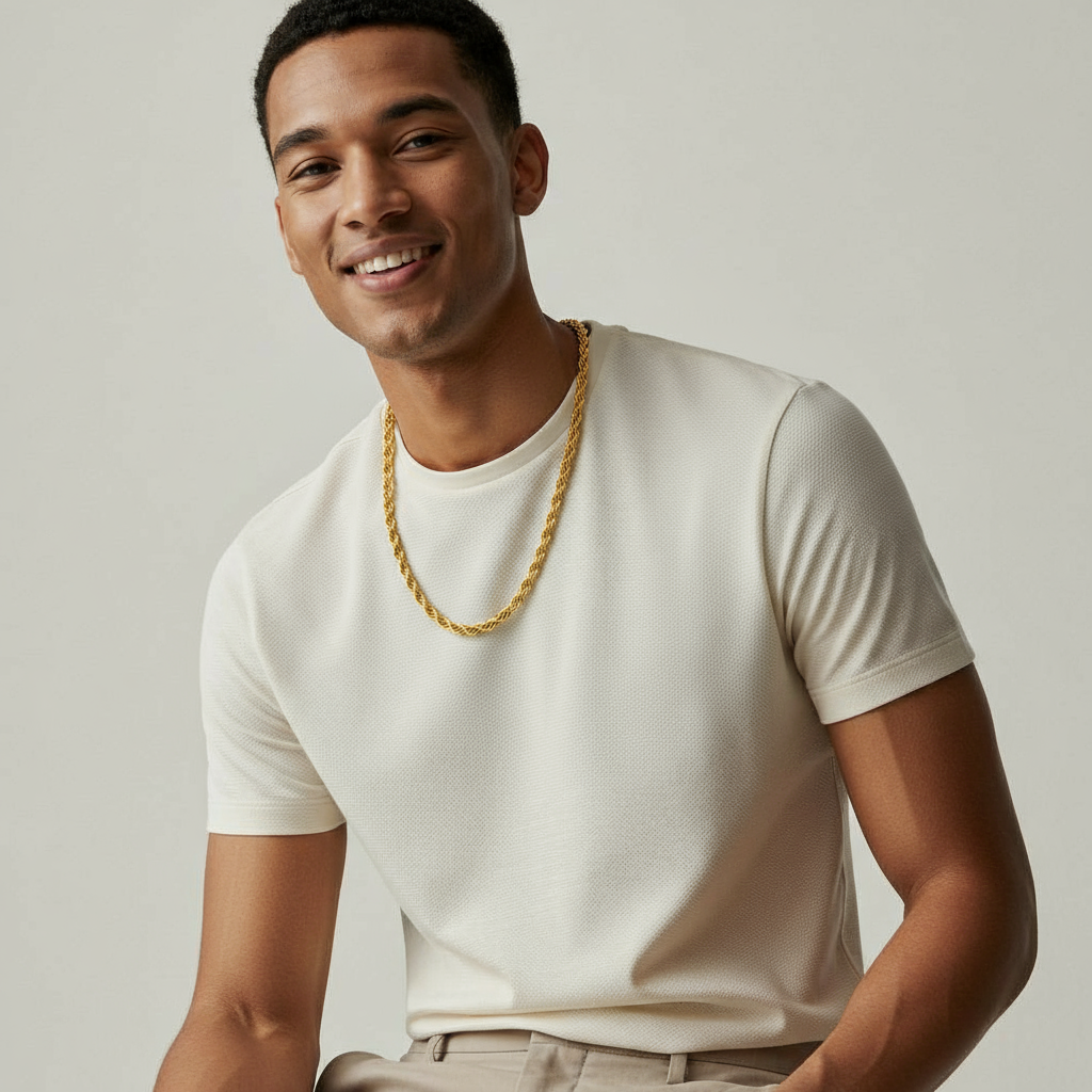 Men's Gold Rope Chain Necklace