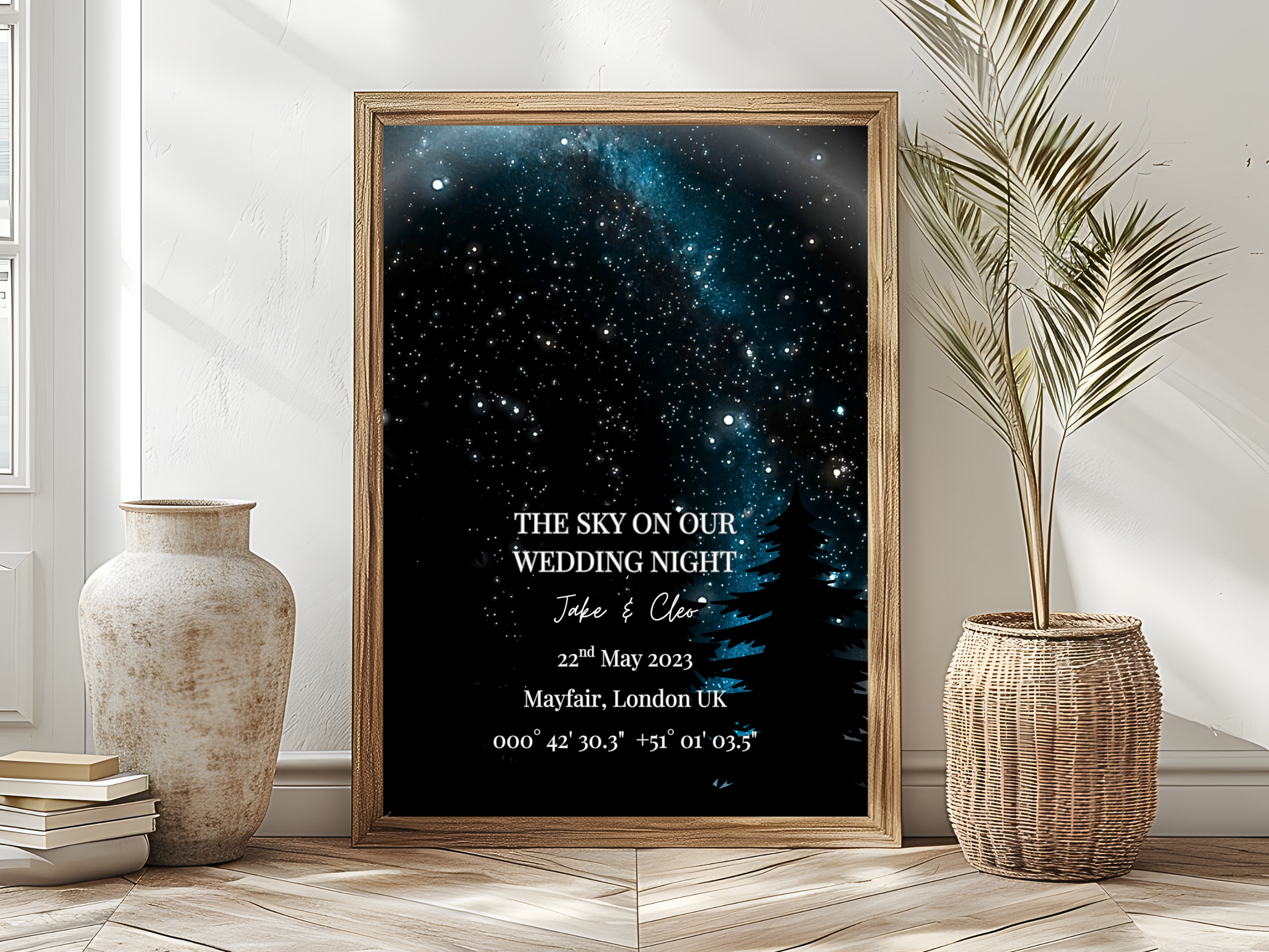 The Sky on our Wedding Night - Personalised Constellation Star Map Art Print 