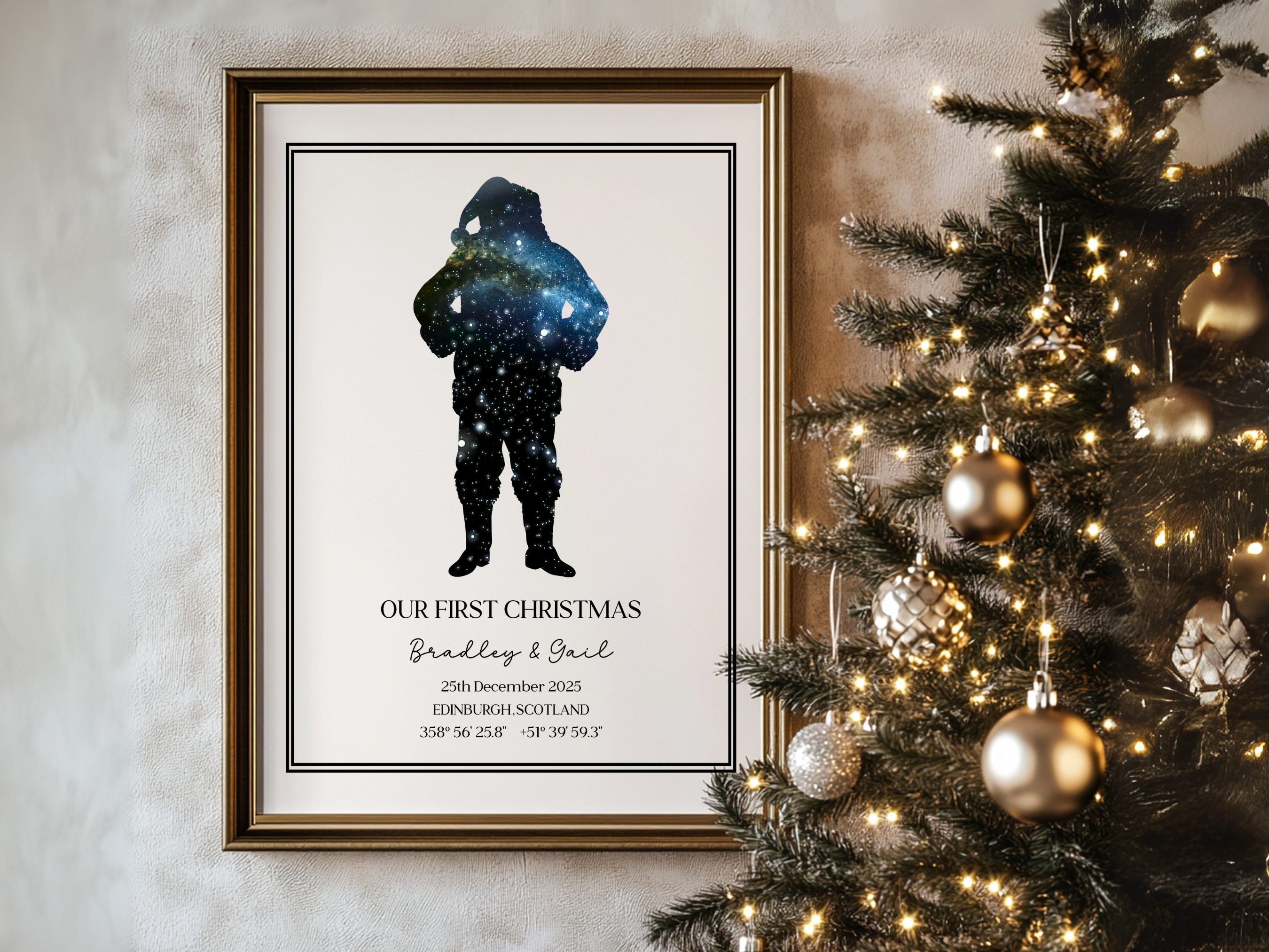 Our First Christmas - Personalised Constellation Star Map Art Print 