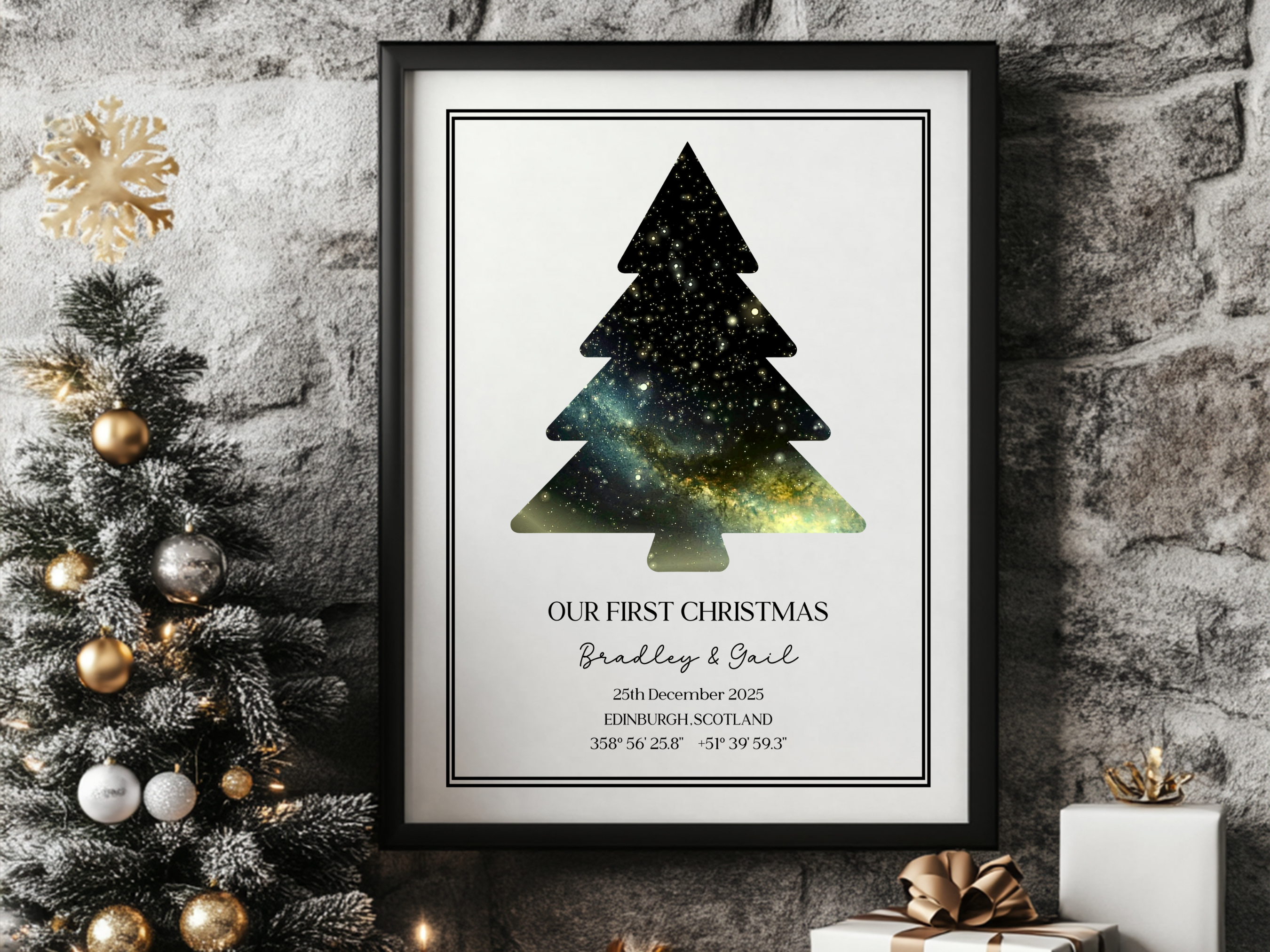 Our First Christmas - Personalised Constellation Star Map Art Print