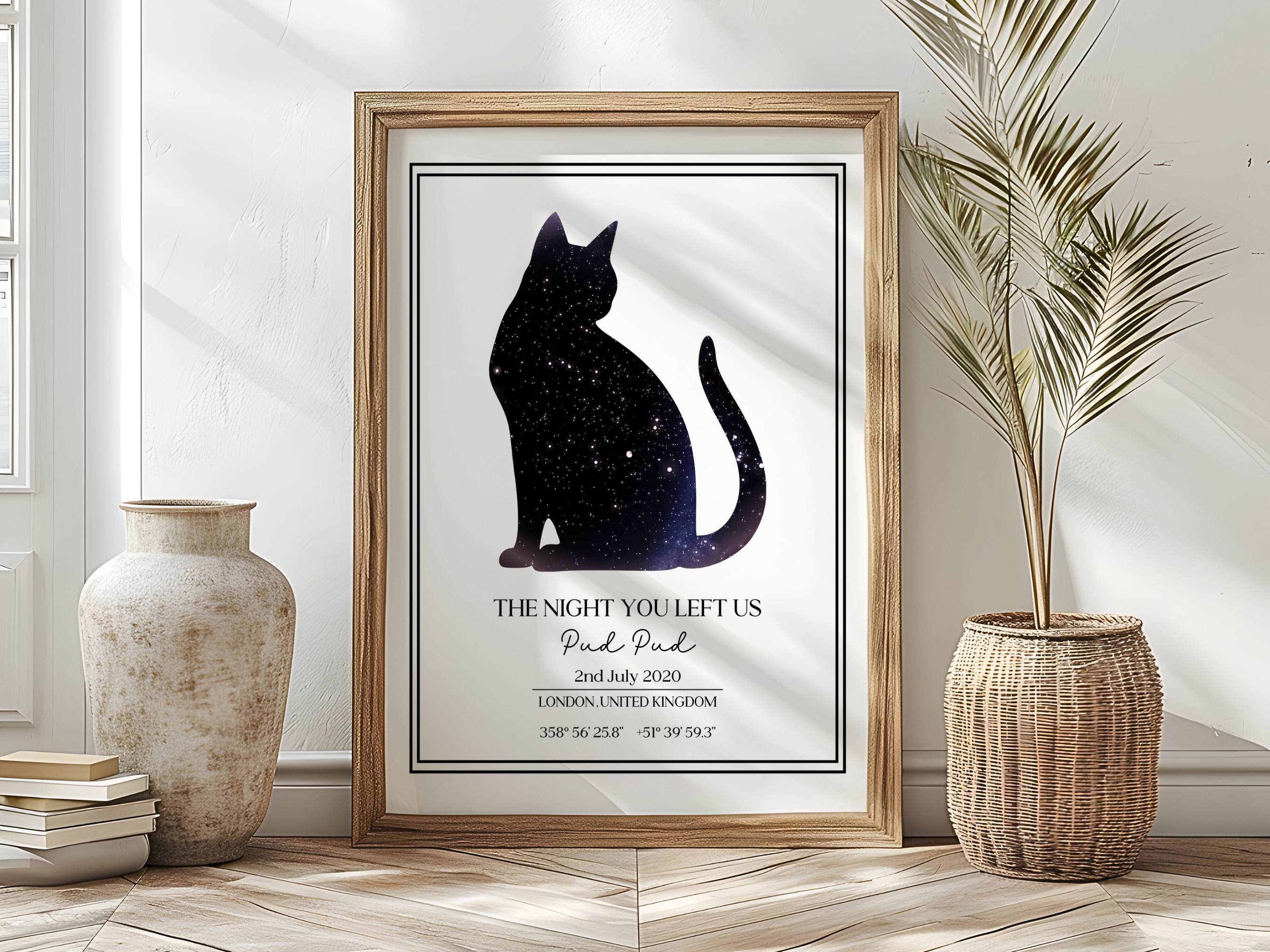 The Night you left us - Personalised Beloved Pet Cat Constellation Star Map Art Print