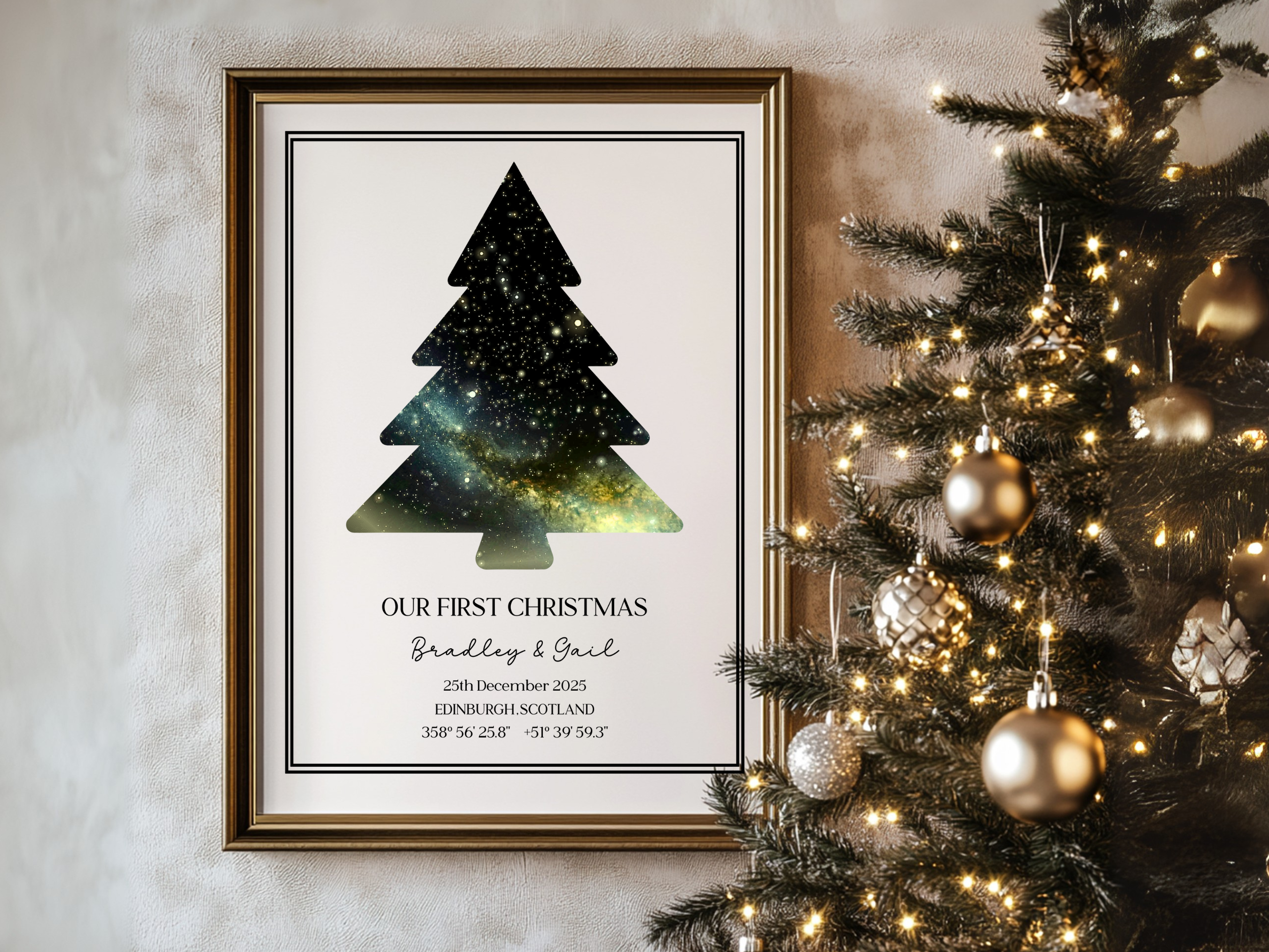 Our First Christmas - Personalised Constellation Star Map Art Print 