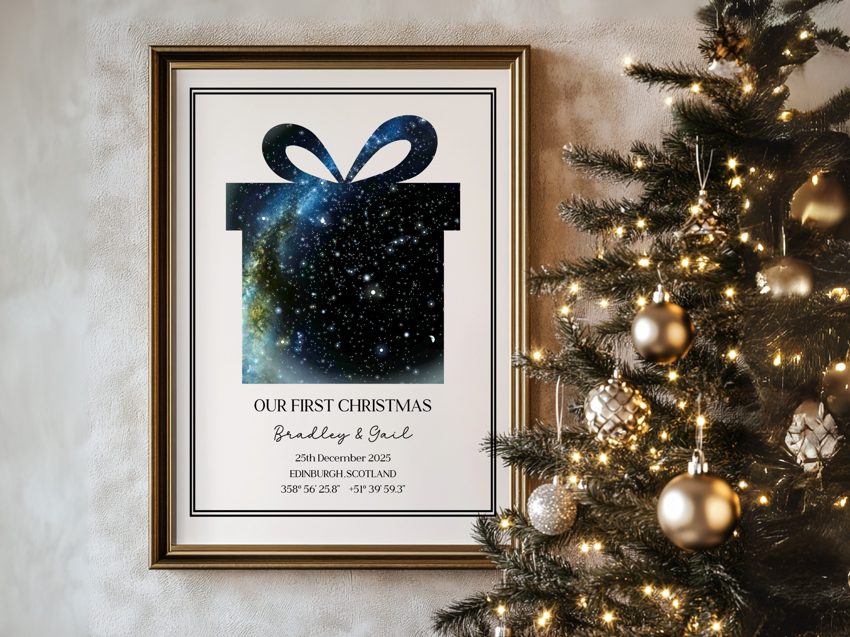 Our First Christmas - Personalised Constellation Star Map Art Print 