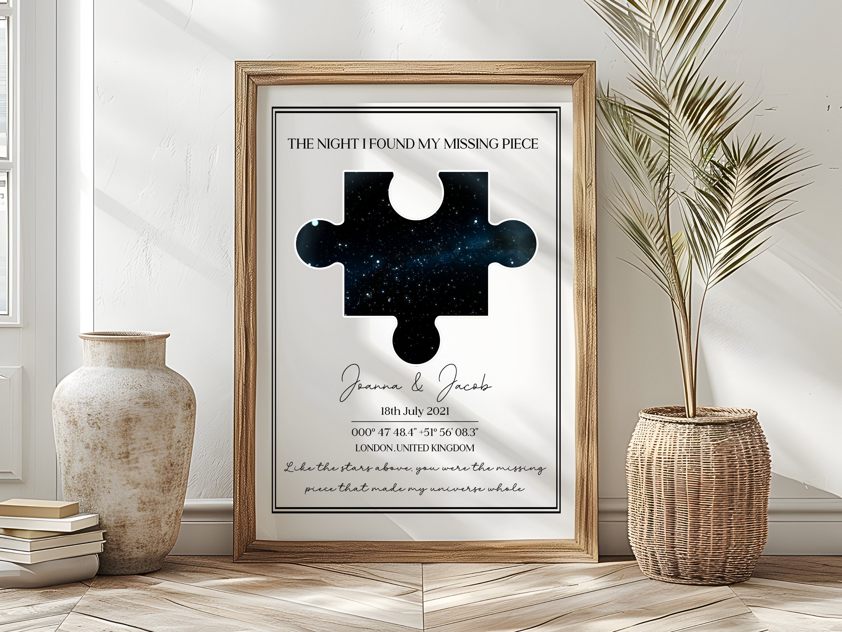 The Night I found my Missing Piece - Personalised Constellation Star Map Art Print