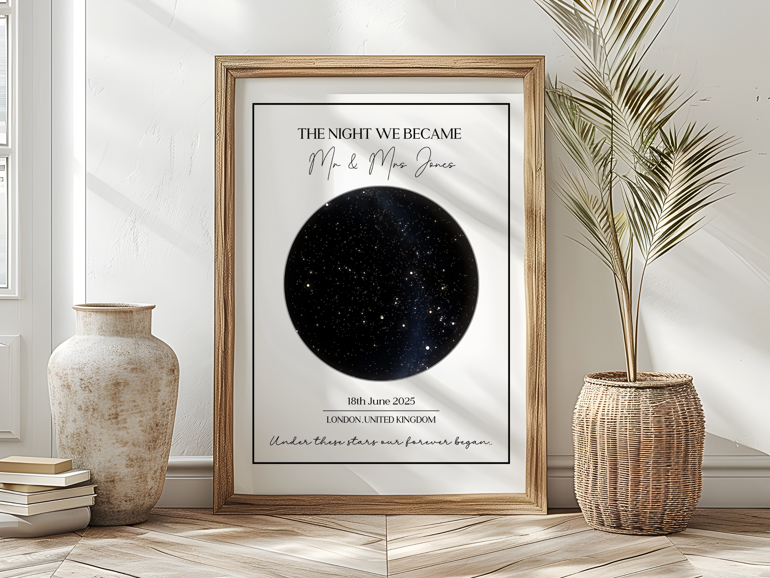 The Night we Became Mr & Mrs - Personalised Constellation Star Map Art Print