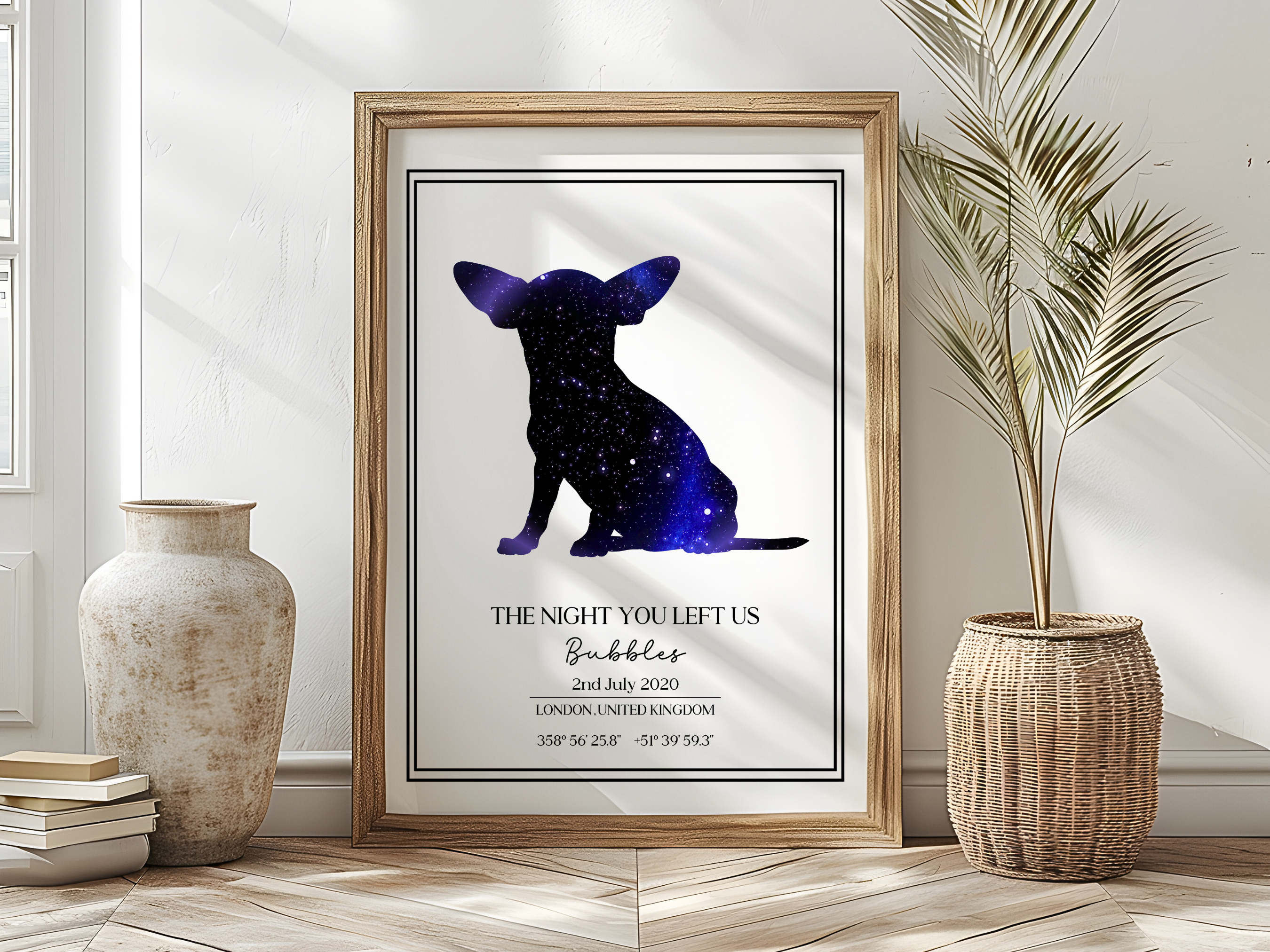 The Night you left us - Personalised Beloved Pet Chihuahua Constellation Star Map Art Print