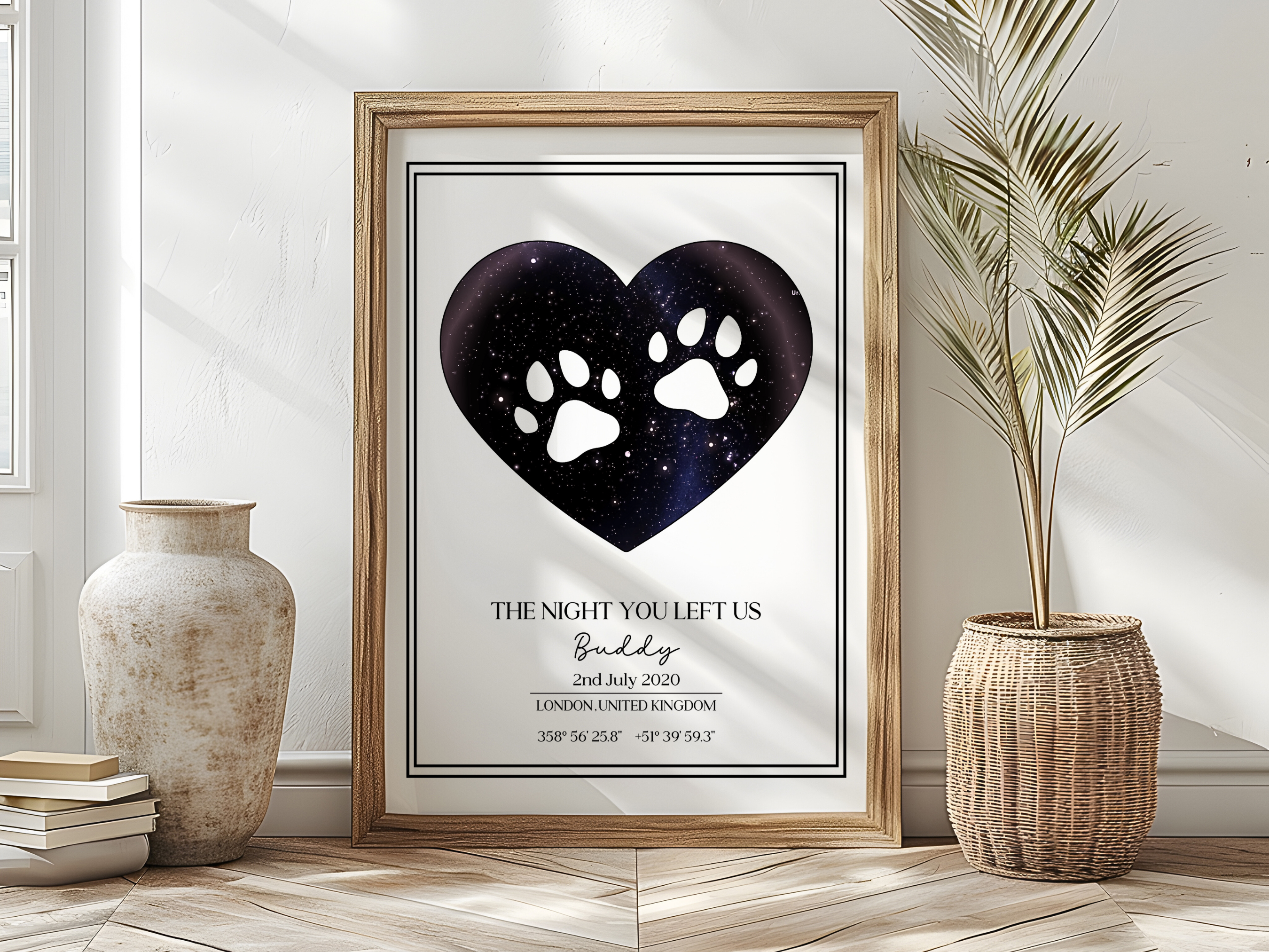 The Night you left us - Personalised Beloved Pet Constellation Star Map Art Print