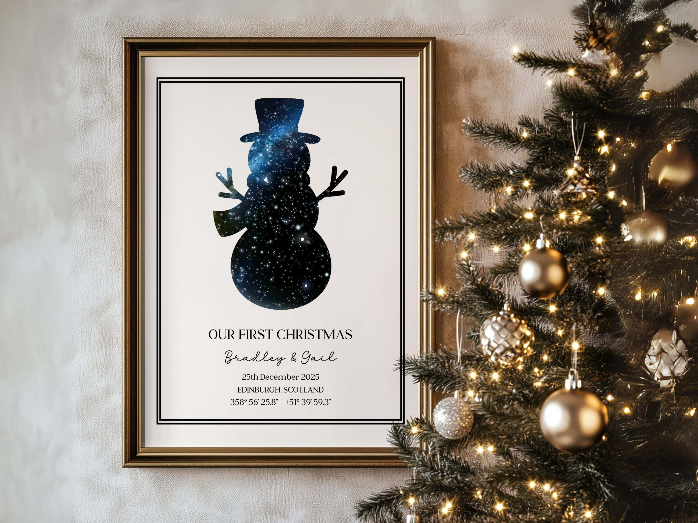 Our First Christmas - Personalised Constellation Star Map Art Print 