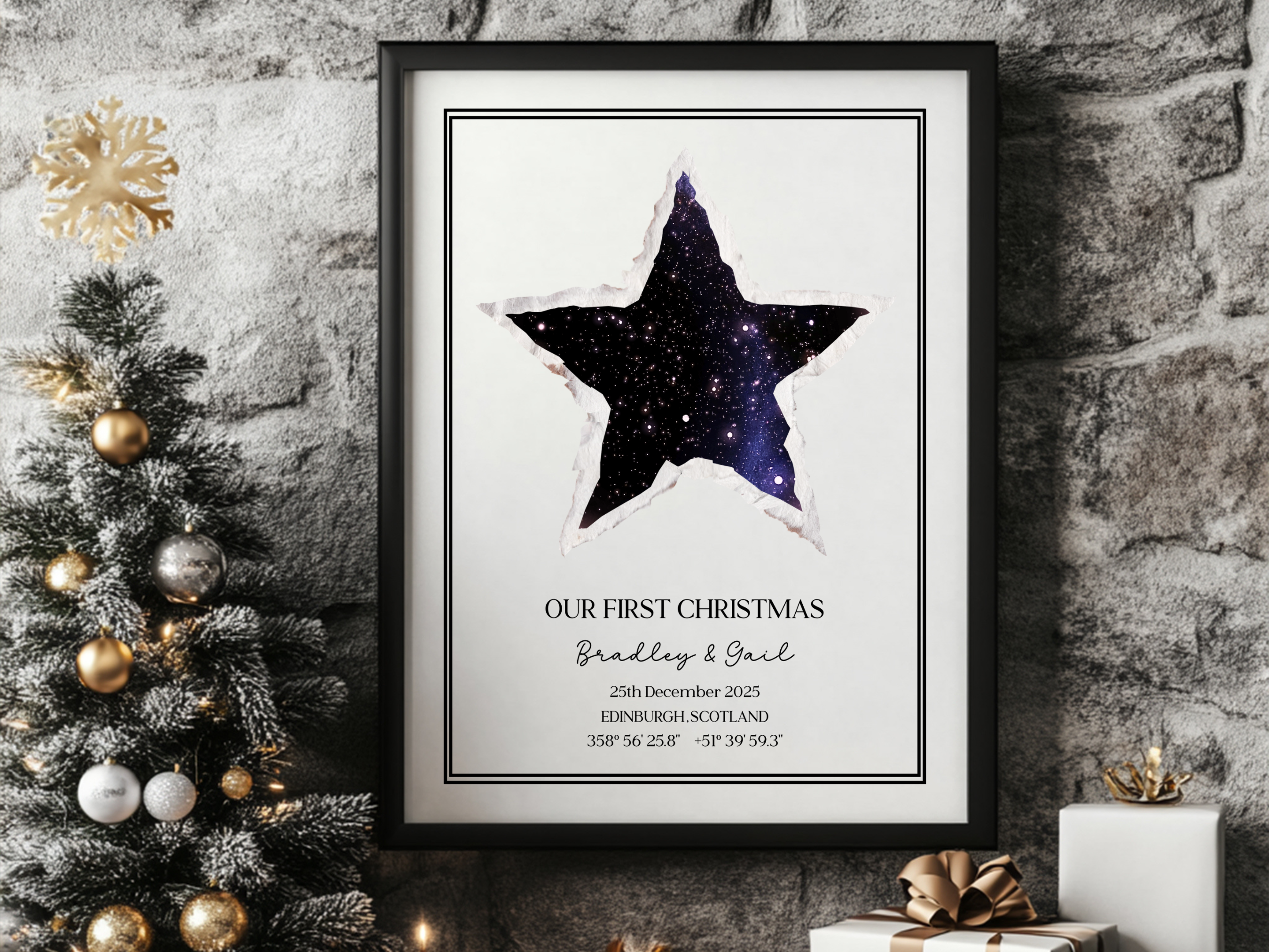 Our First Christmas - Personalised Constellation Star Map Art Print