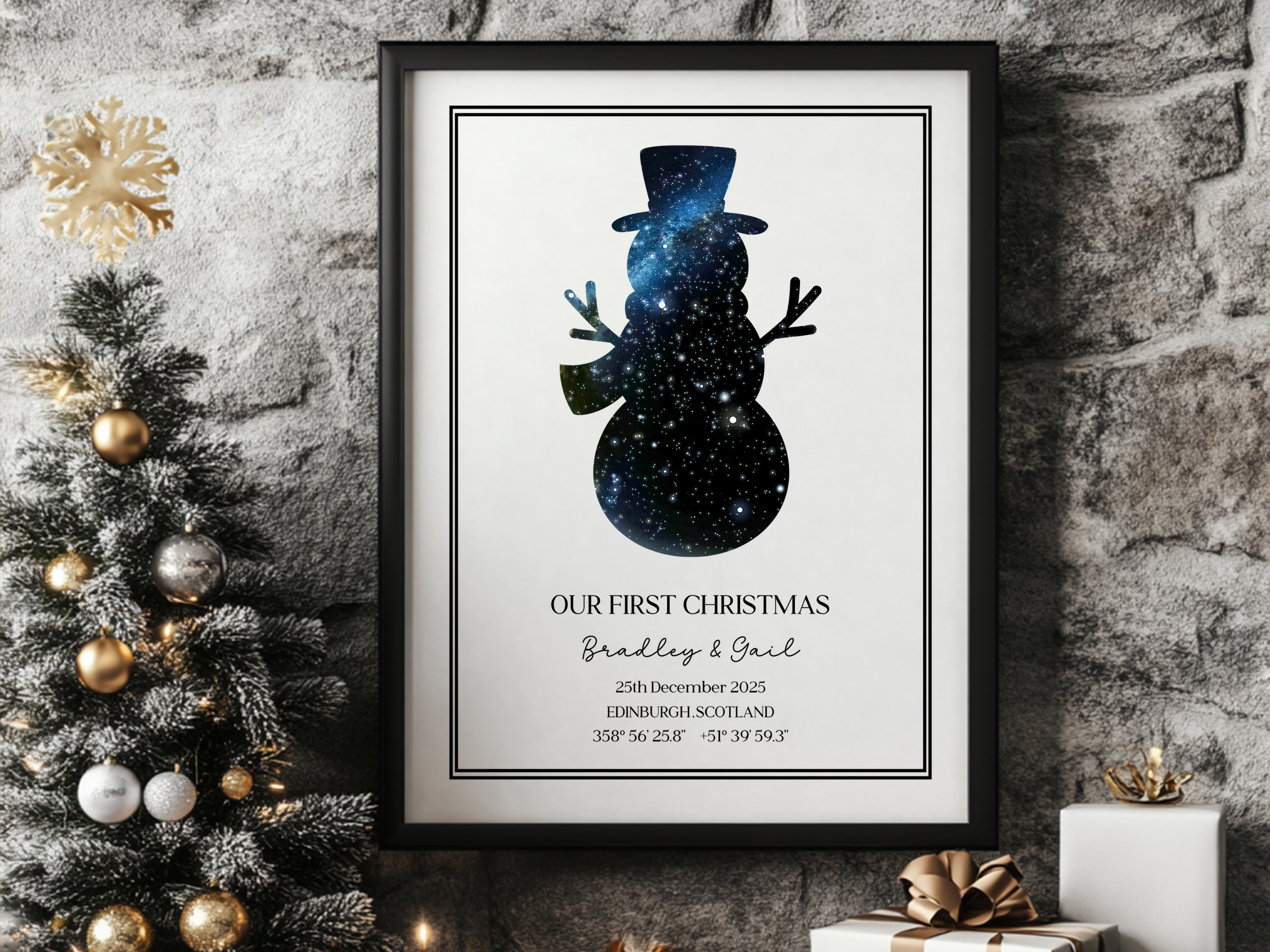 Our First Christmas - Personalised Constellation Star Map Art Print