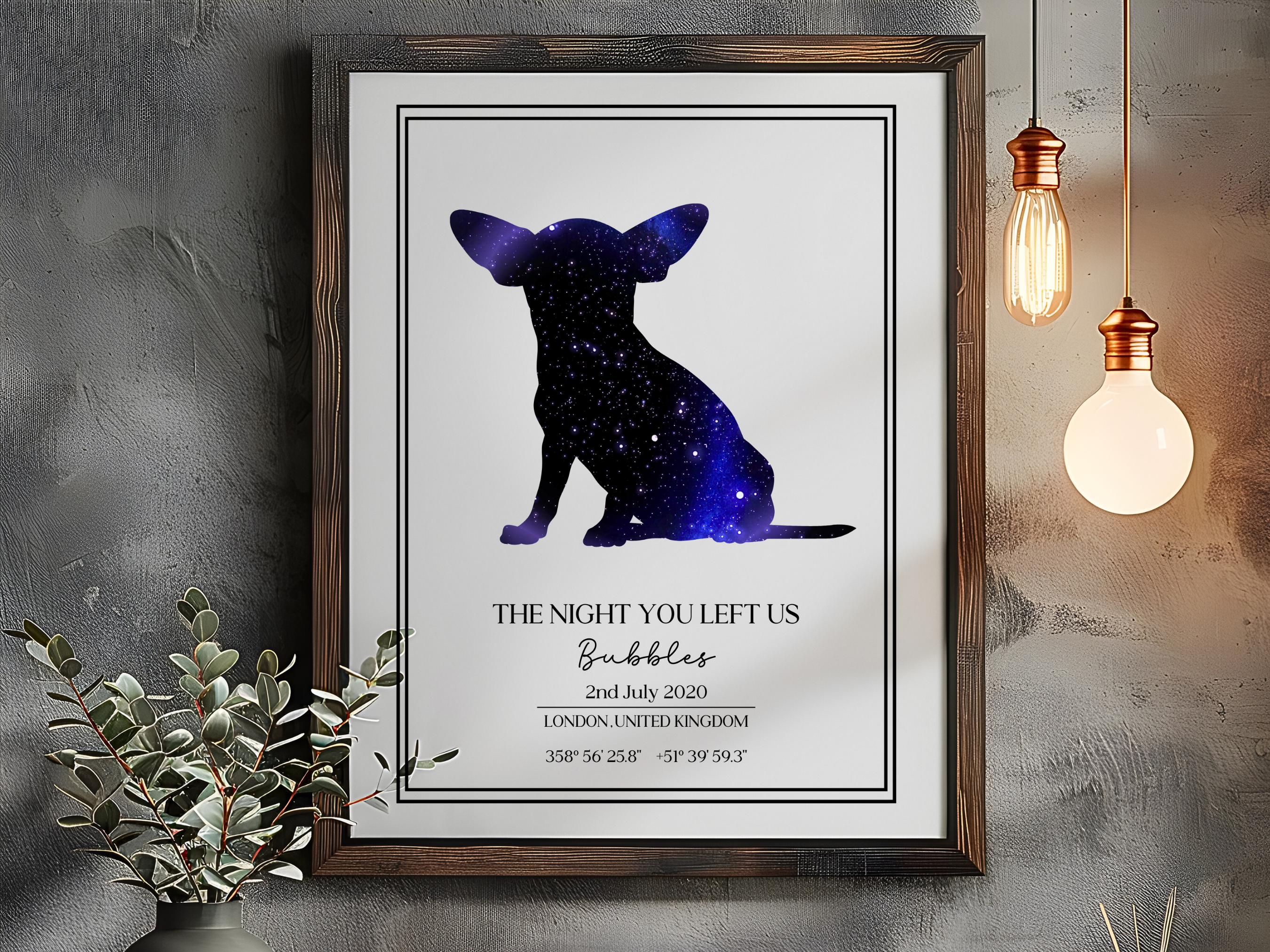 The Night you left us - Personalised Beloved Pet Chihuahua Constellation Star Map Art Print