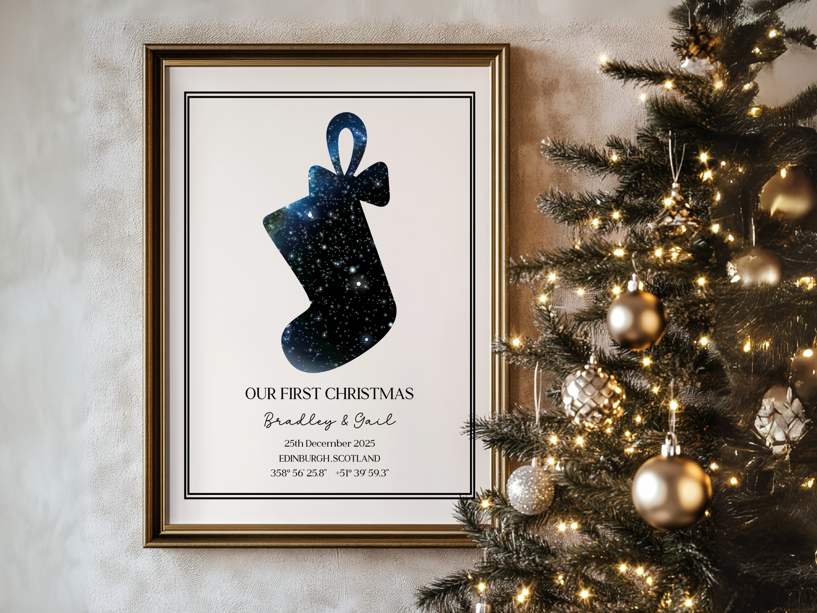 Our First Christmas - Personalised Constellation Star Map Art Print 
