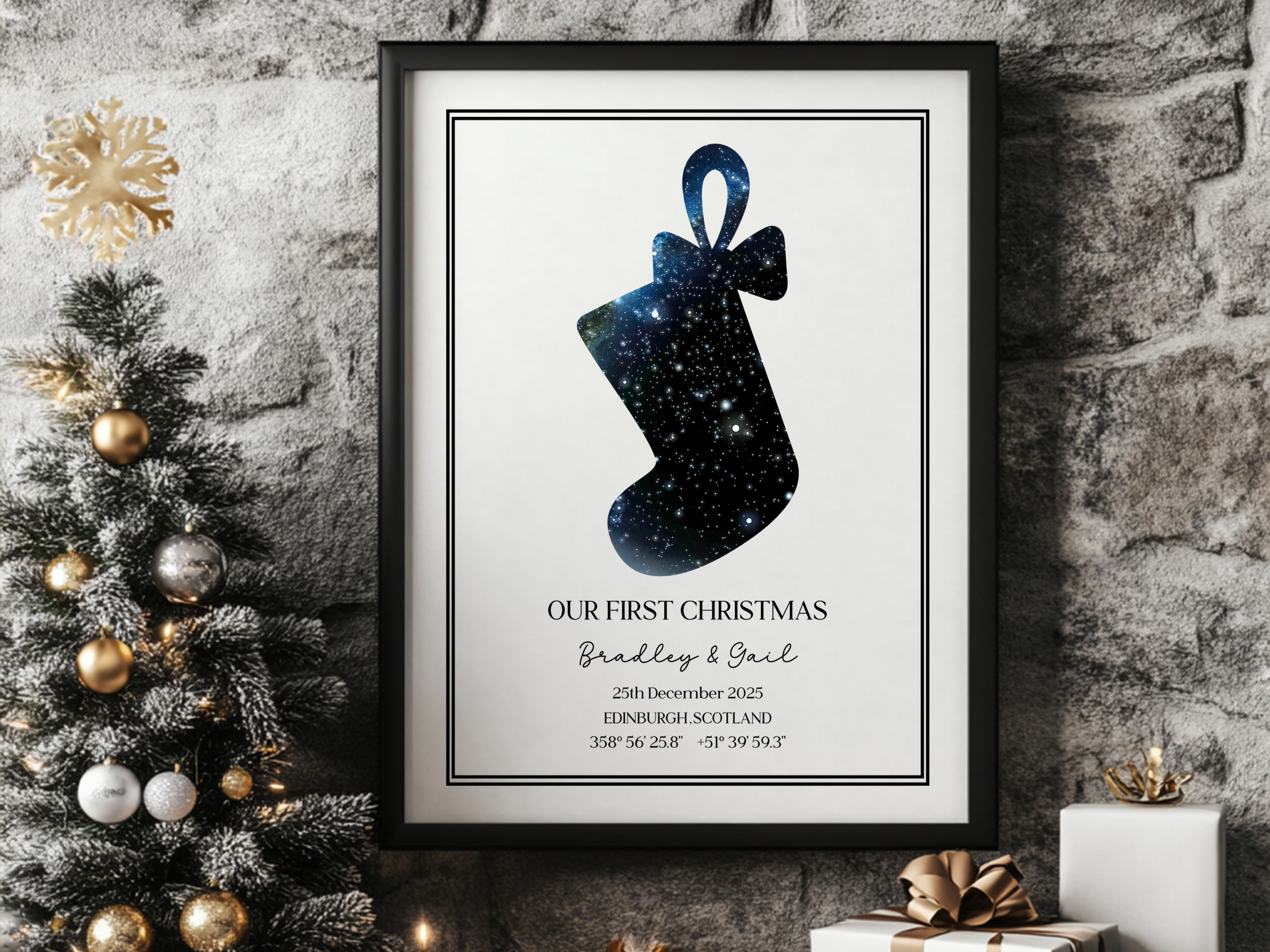 Our First Christmas - Personalised Constellation Star Map Art Print