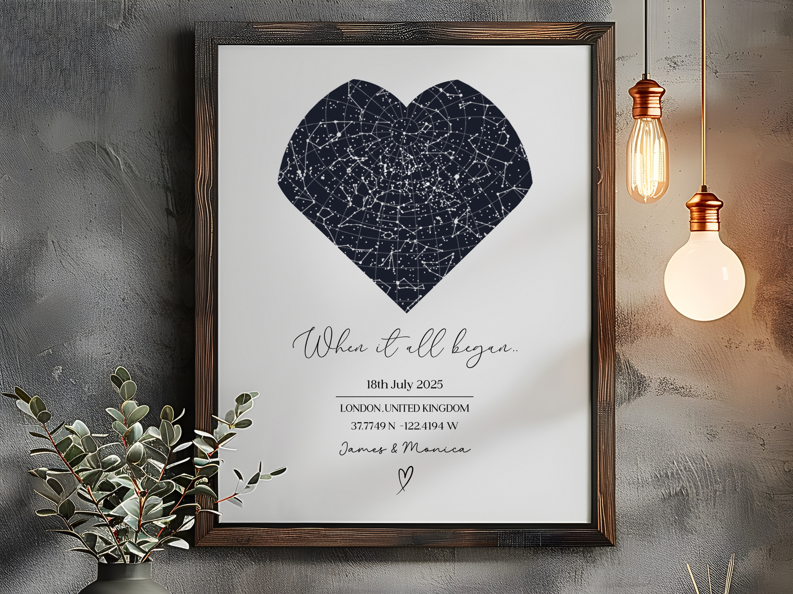 When it all began - Personalised Constellation Star Map Art Print