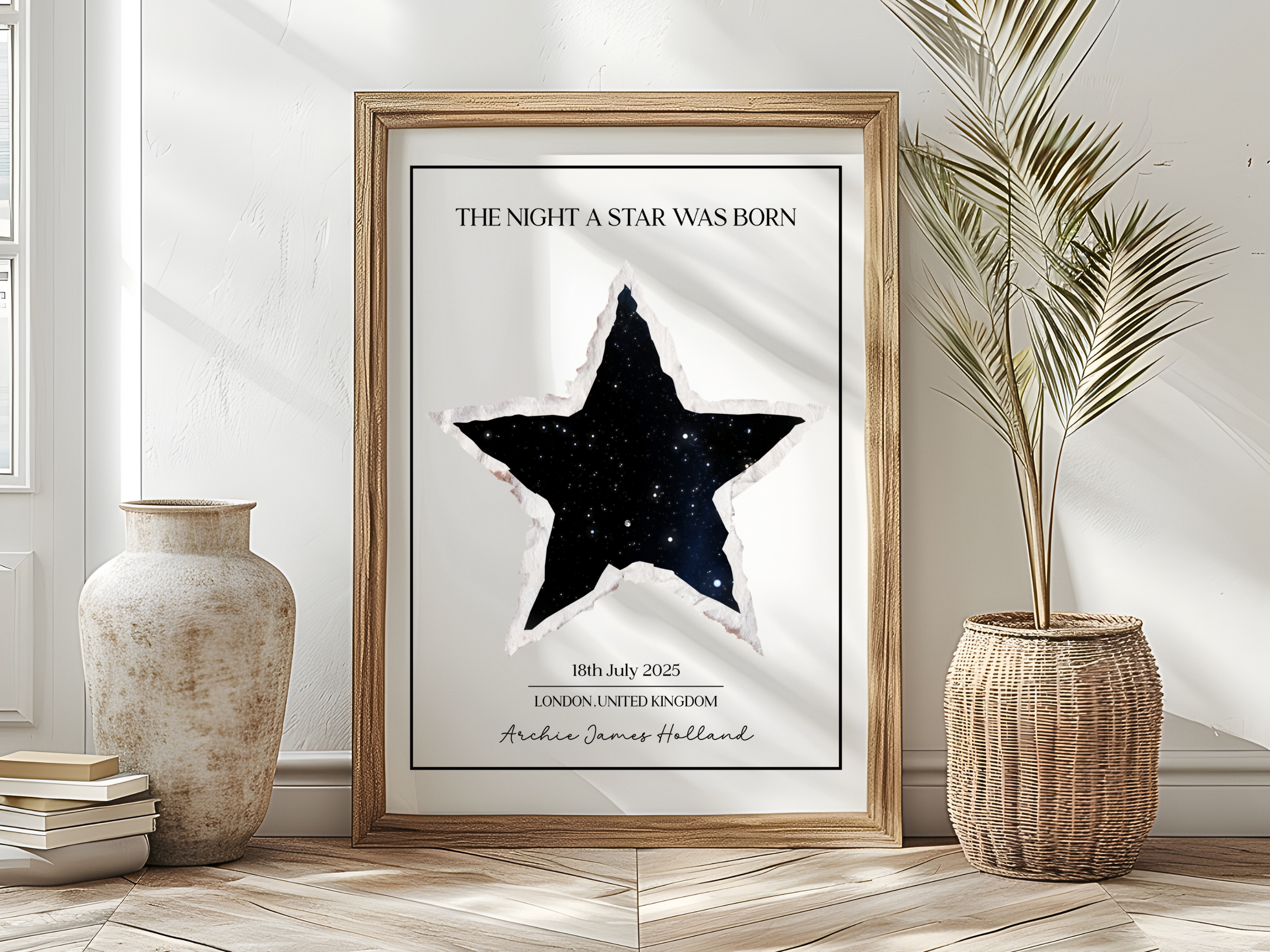 The Night a Star was Born - Personalised Constellation Star Map Art Print