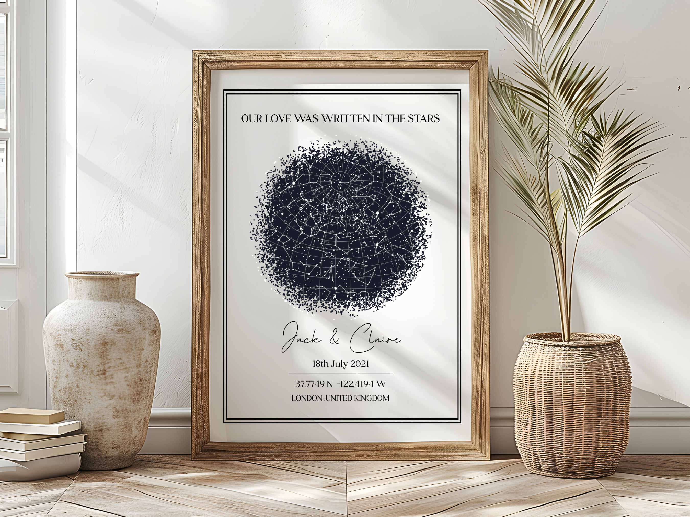 Our Love was written in the Stars - Personalised Constellation Star Map Art Print 