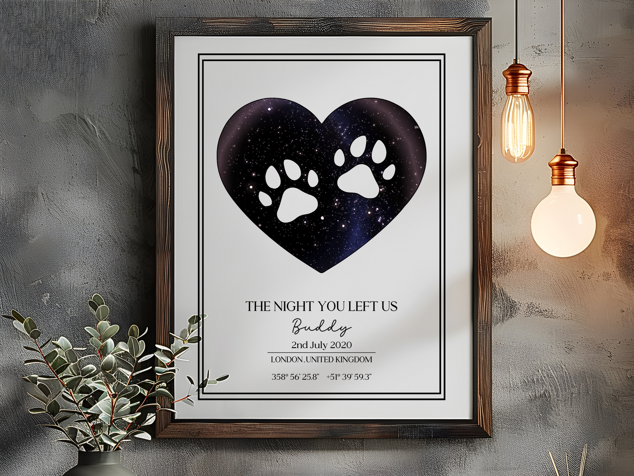 The Night you left us - Personalised Beloved Pet Constellation Star Map Art Print